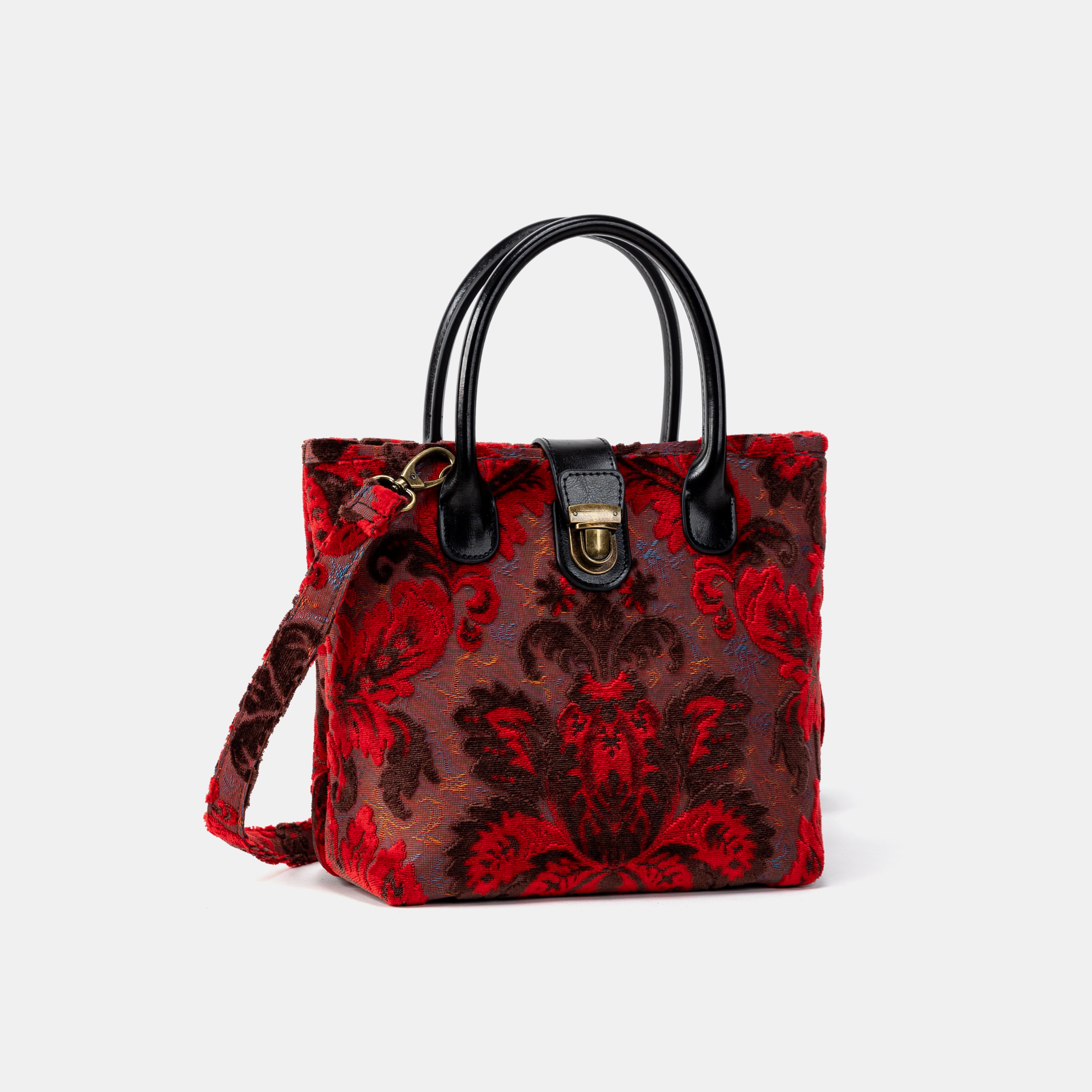 Burnout Velvet Revival Scarlet Tuck Lock Carpet Satchel front