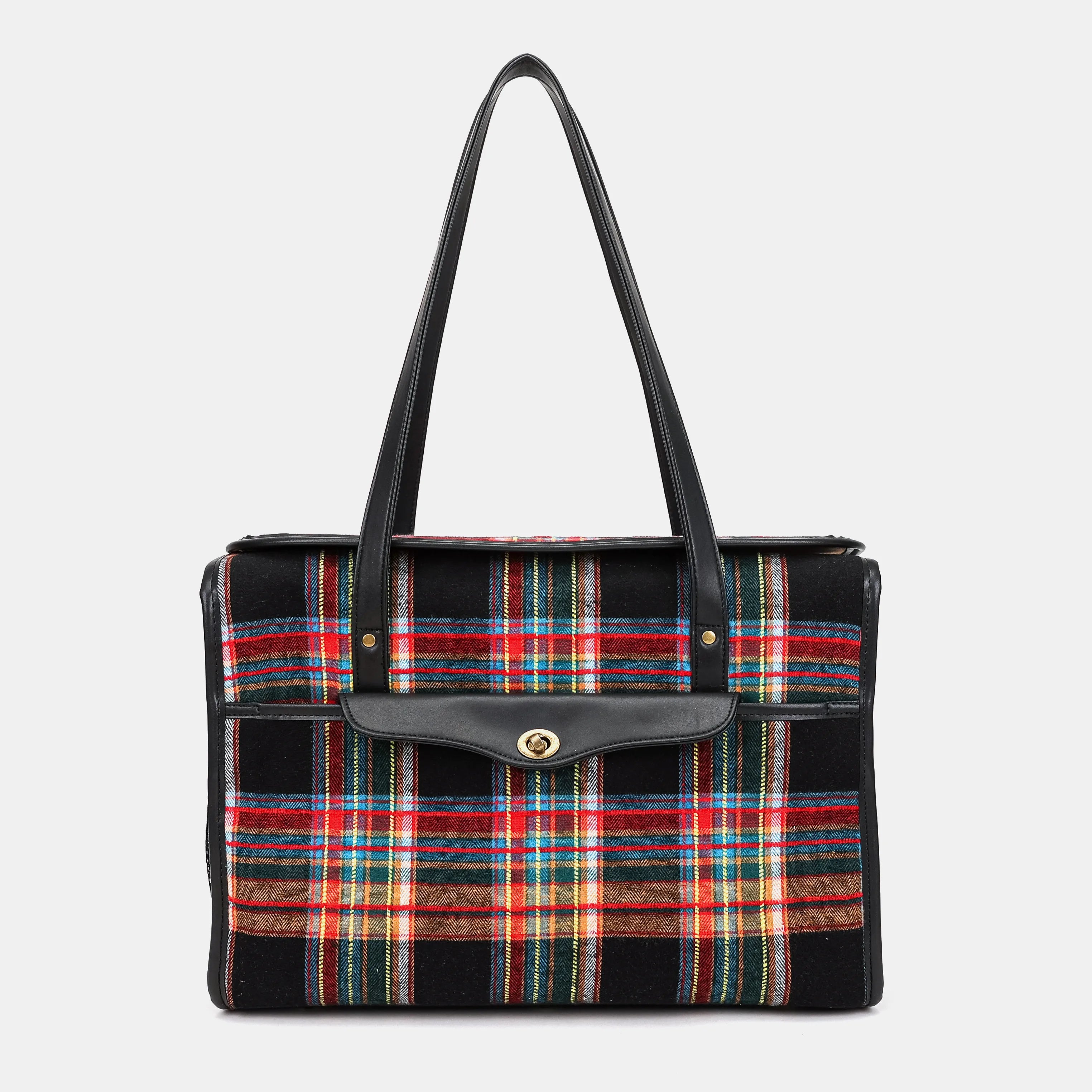 Tartan Stewart Black Vintage Carpet Diaper Bag Carpetbag of America main