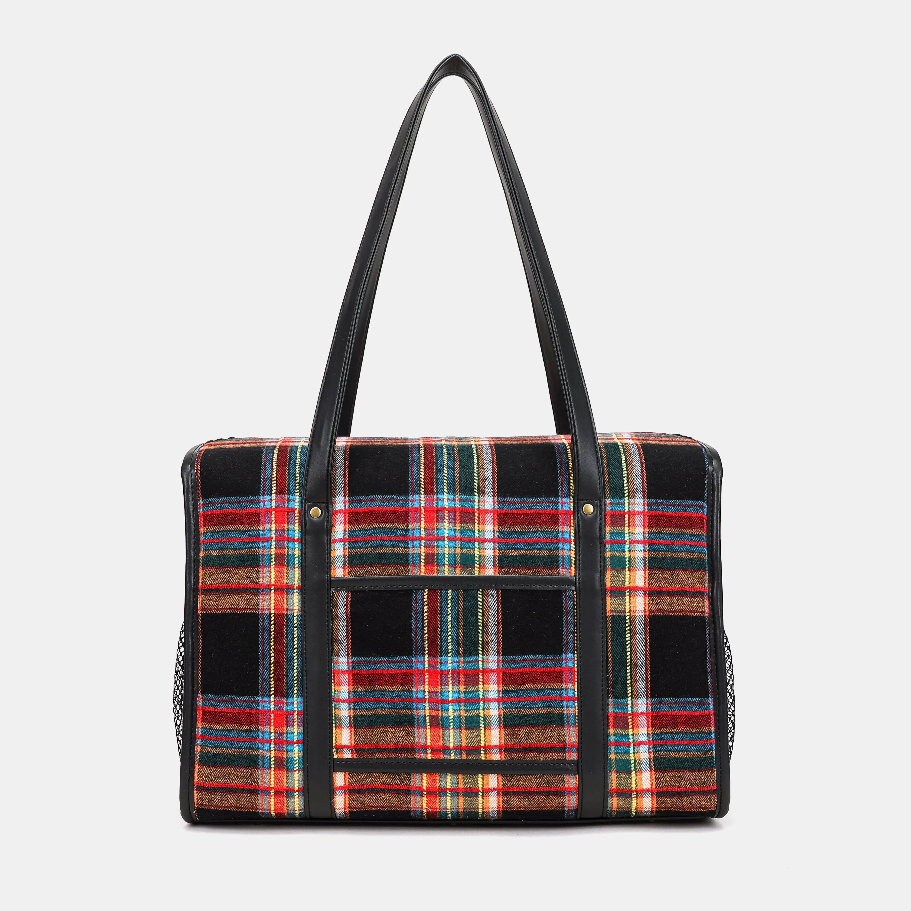 Tartan Stewart Black Vintage Carpet Diaper Bag Carpetbag of America back