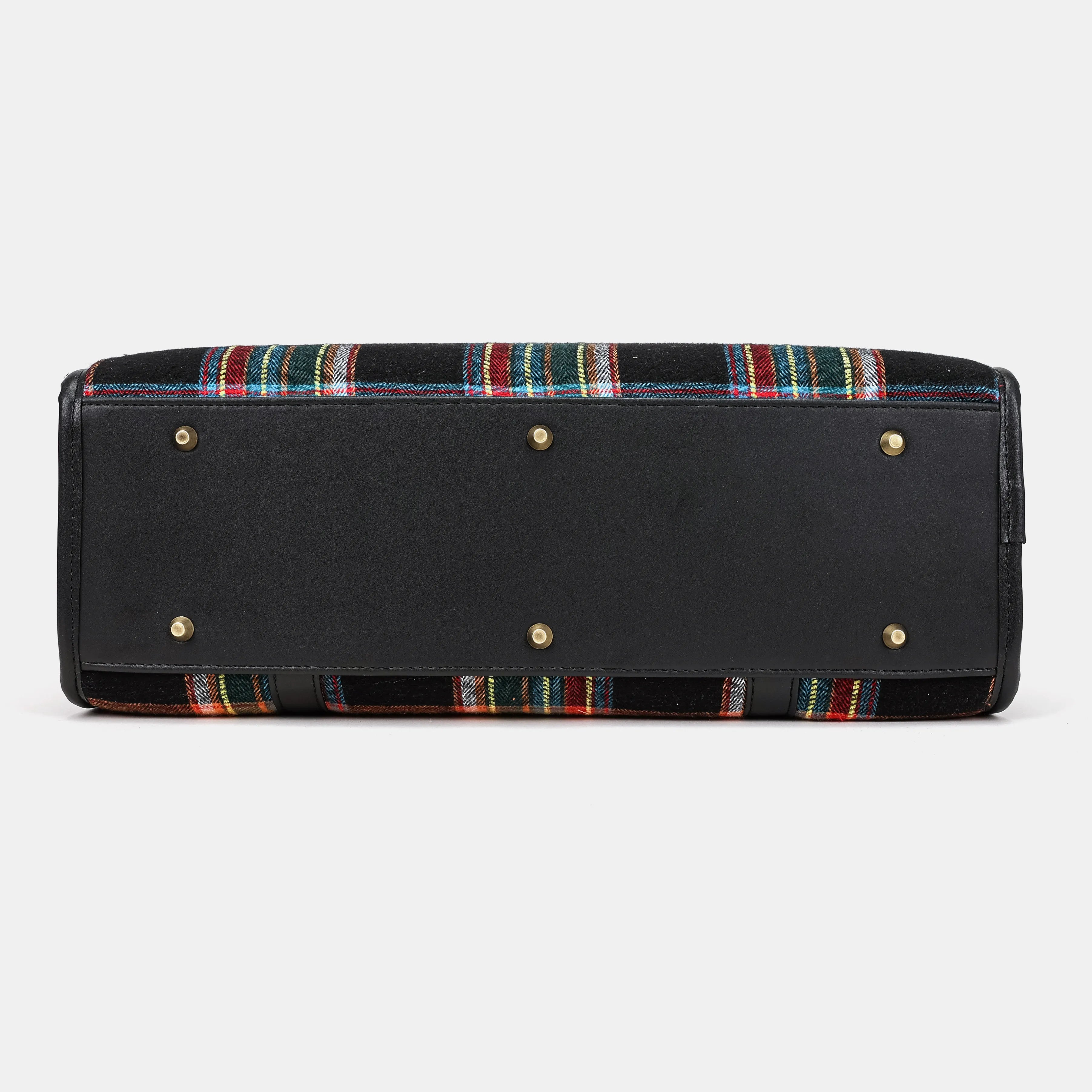 Tartan Stewart Black Vintage Carpet Diaper Bag Carpetbag of America bottom