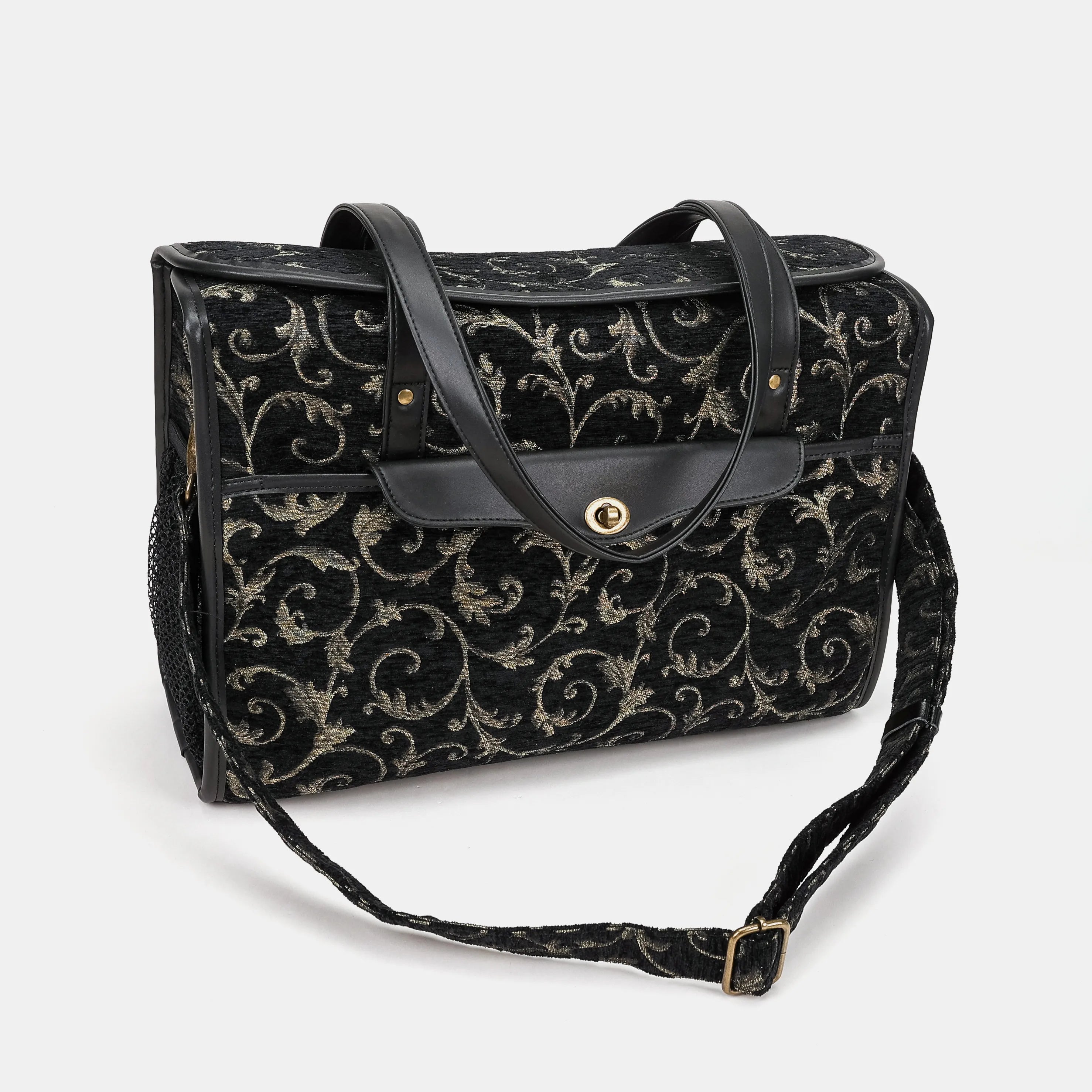Vintage Scroll Black Green Vintage Carpet Diaper Bag of America with shoulder straps