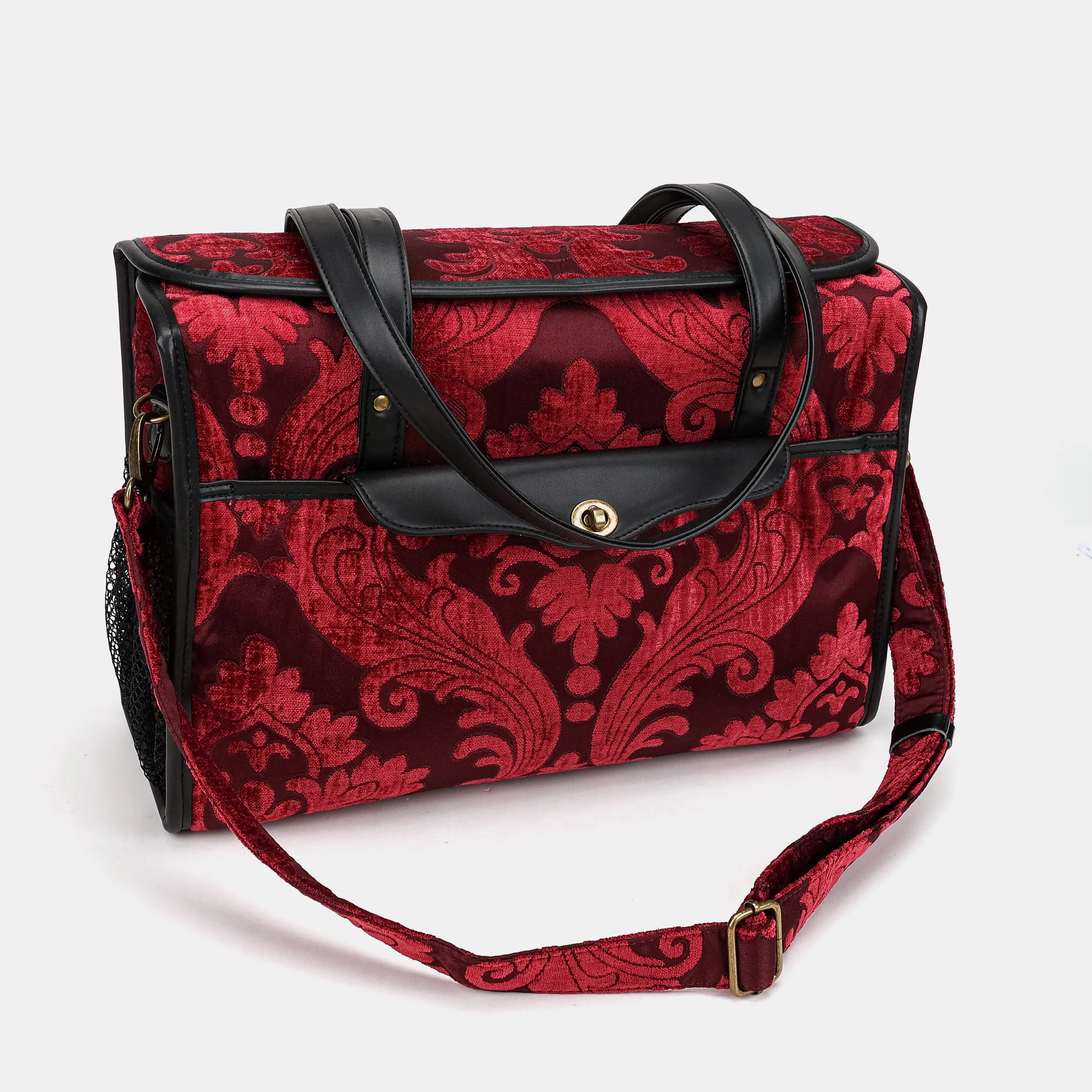 Queen Wine Vintage Carpet Diaper Bag Carpetbag of America with shoulder strap