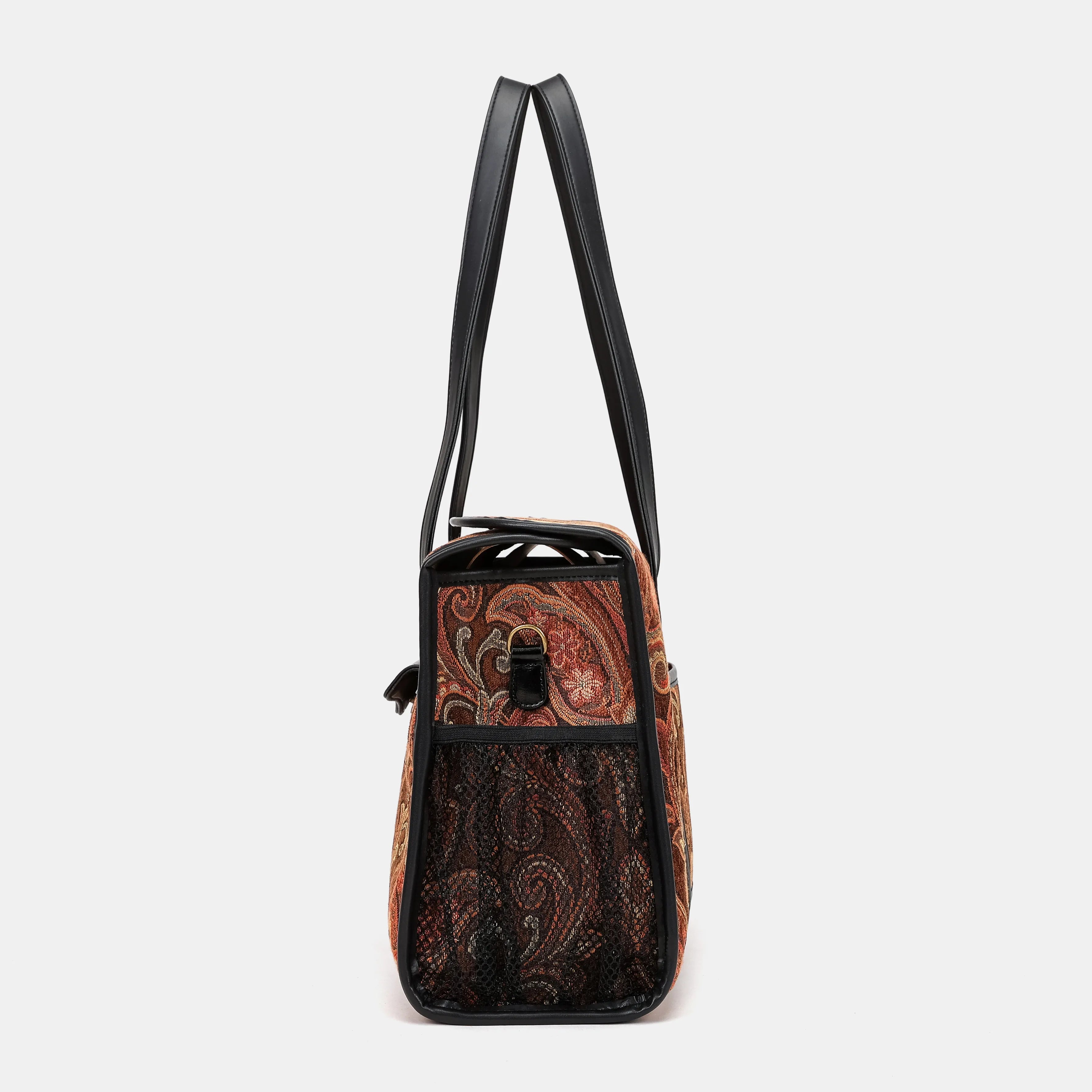 Damask D. Brown Vintage Carpet Diaper Bag Carpetbag of America side