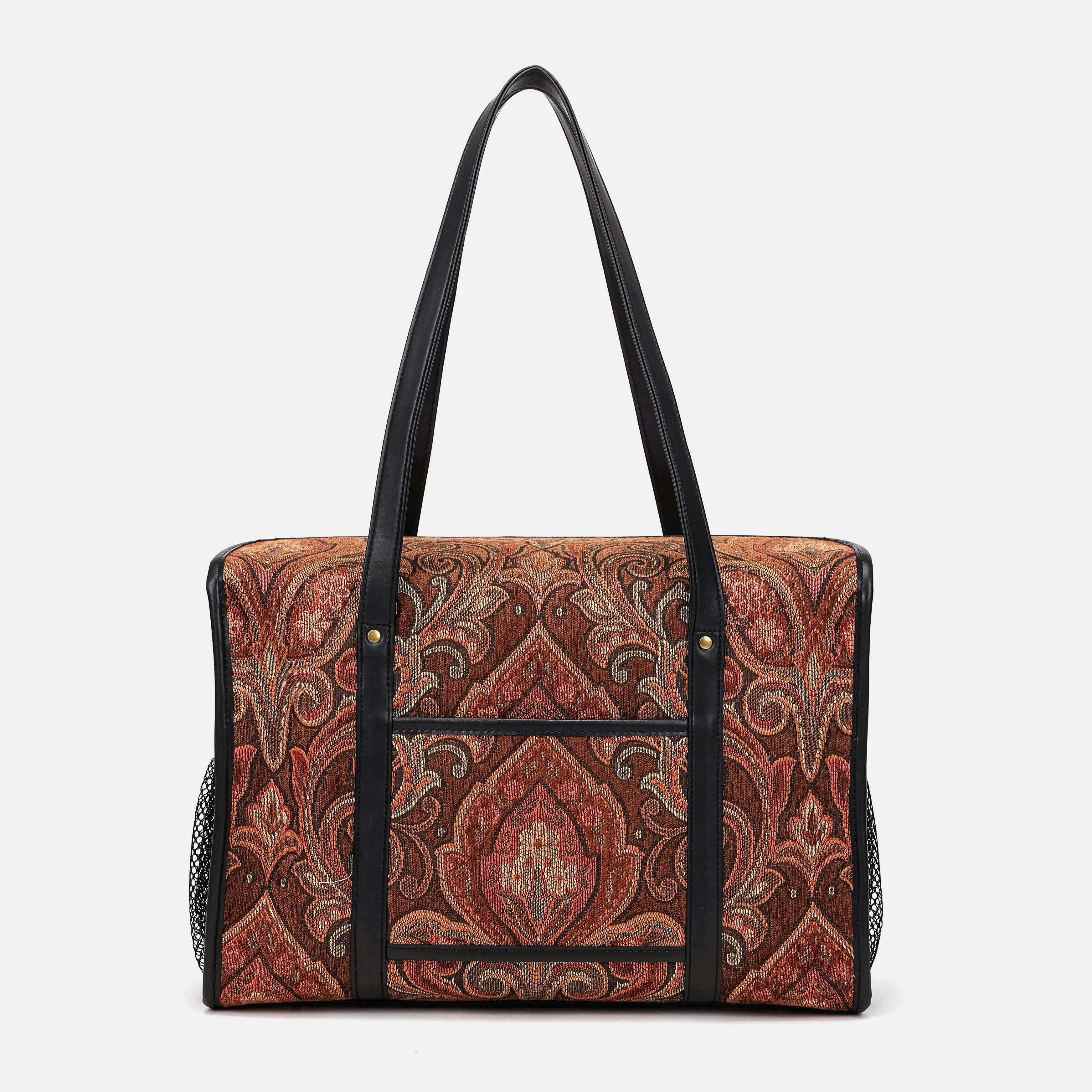 Damask D. Brown Vintage Carpet Diaper Bag Carpetbag of America back