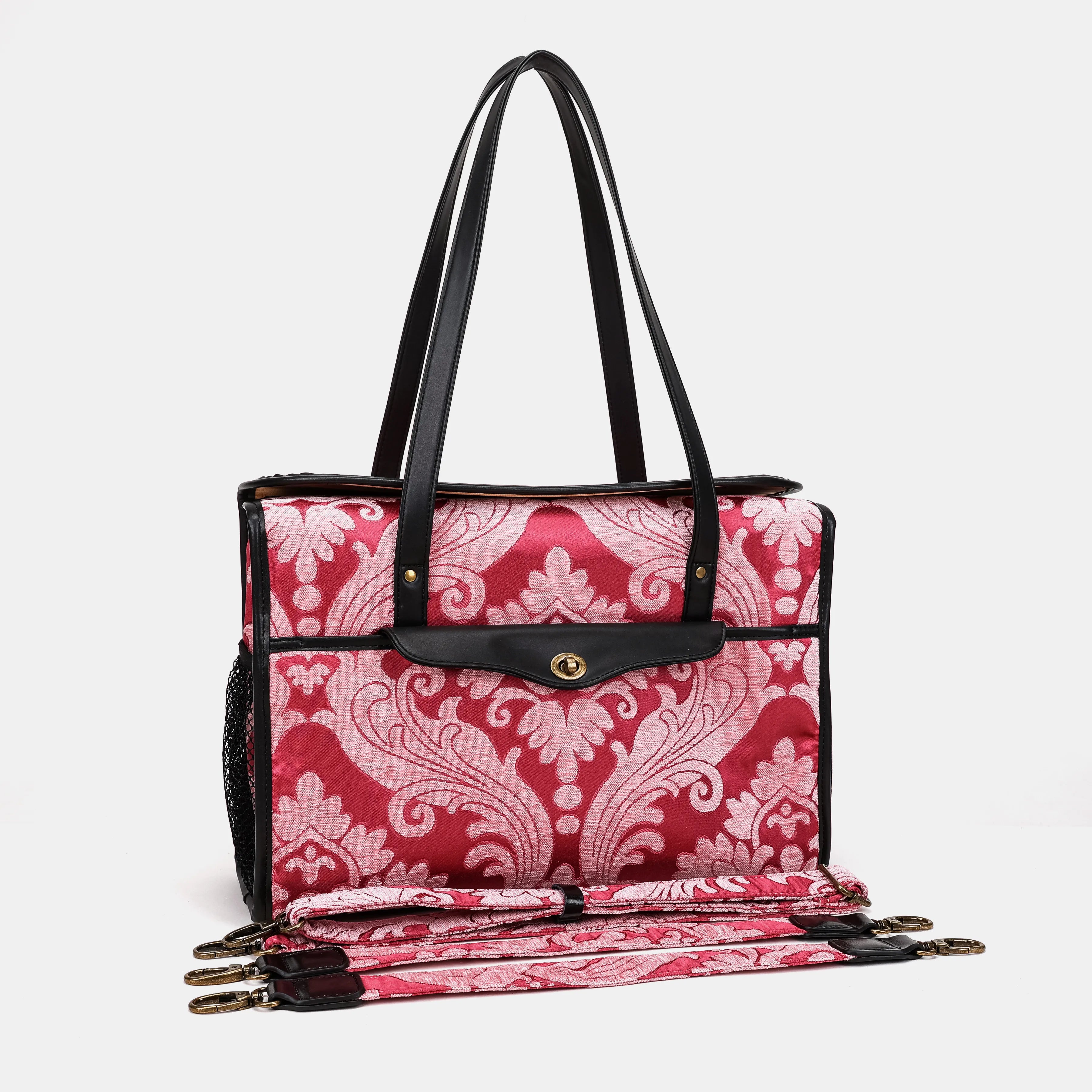 Queen Rose Pink Vintage Carpet Diaper Bag carpetbag of America with straps
