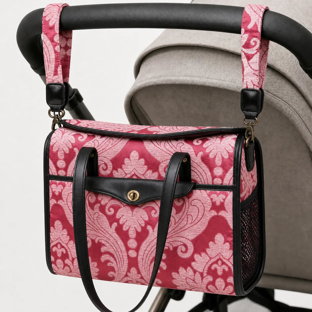 Queen Rose Pink Vintage Carpet Diaper Bag carpetbag of America hang
