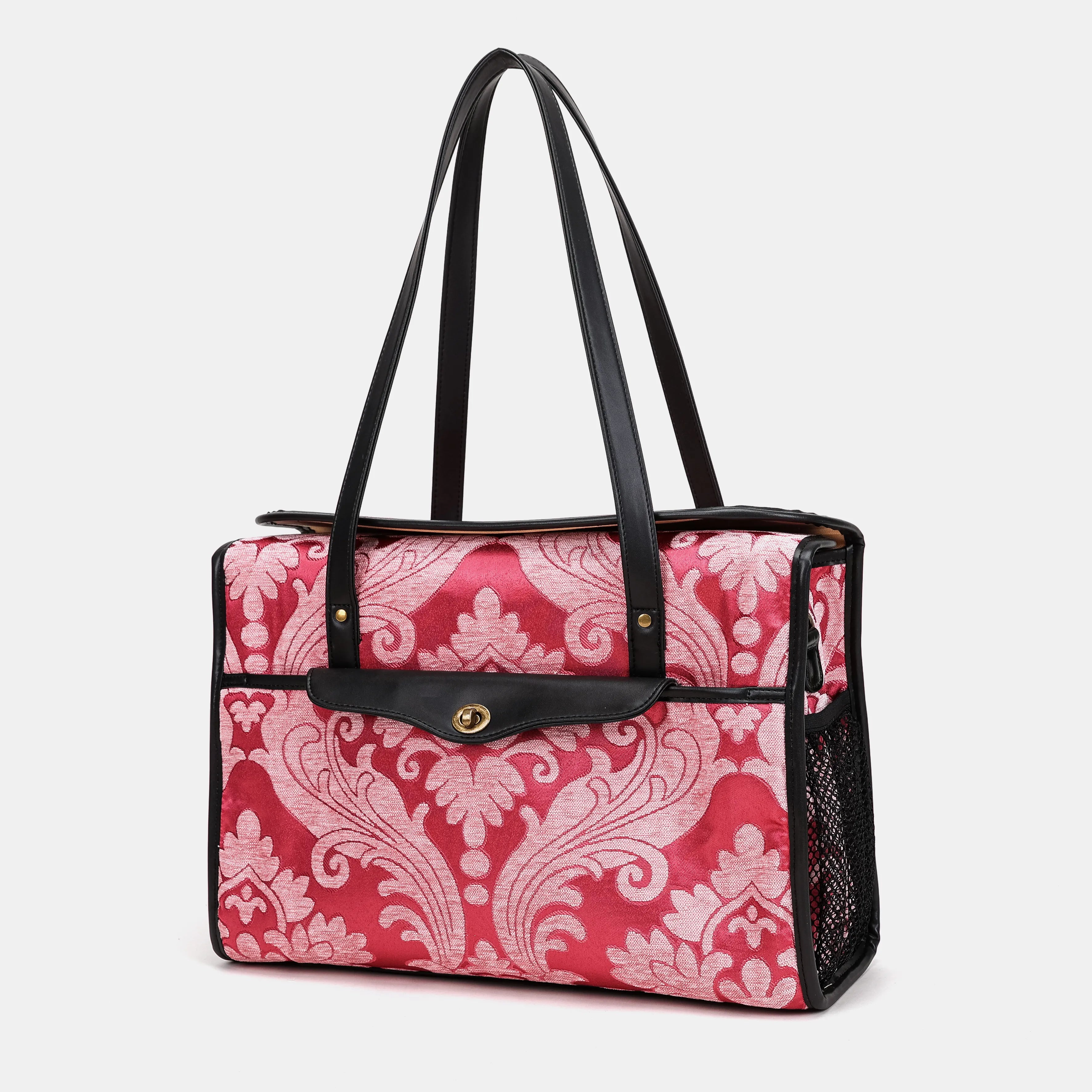 Queen Rose Pink Vintage Carpet Diaper Bag carpetbag of America front side