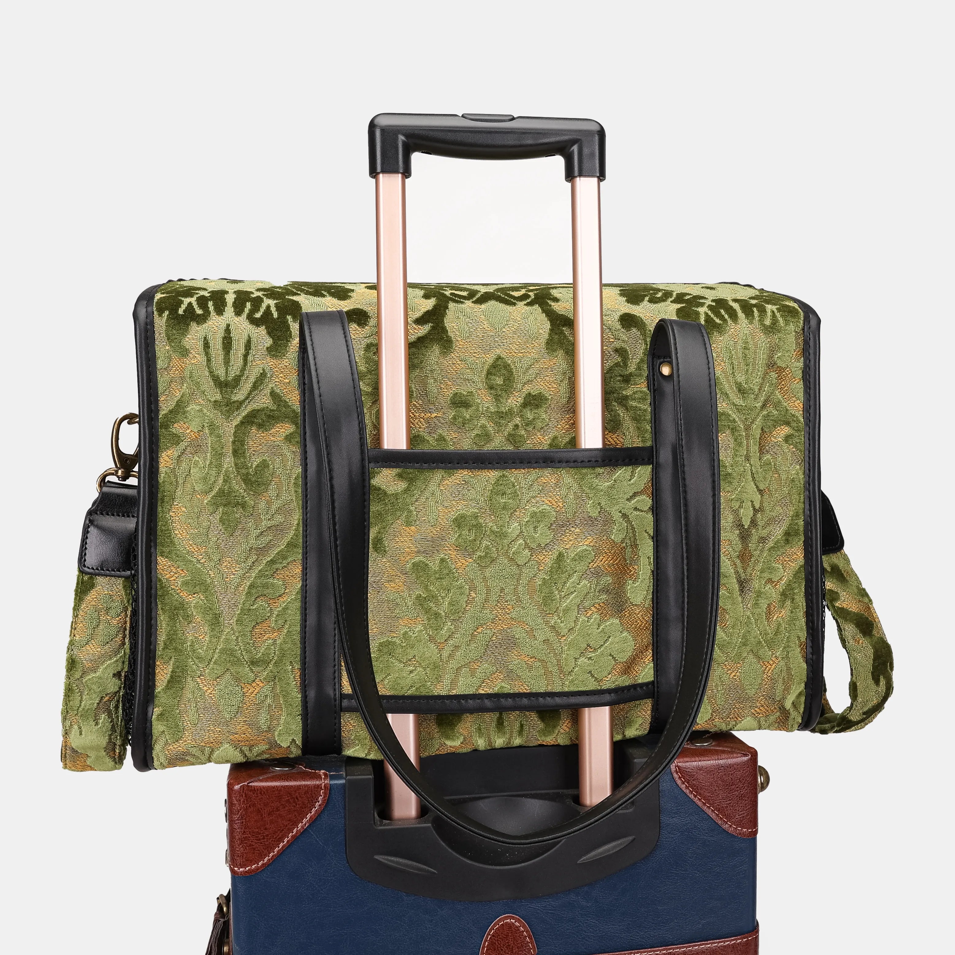 Burnout Velvet Fern Green Vintage Carpet Diaper Bag of America luggage sleeve