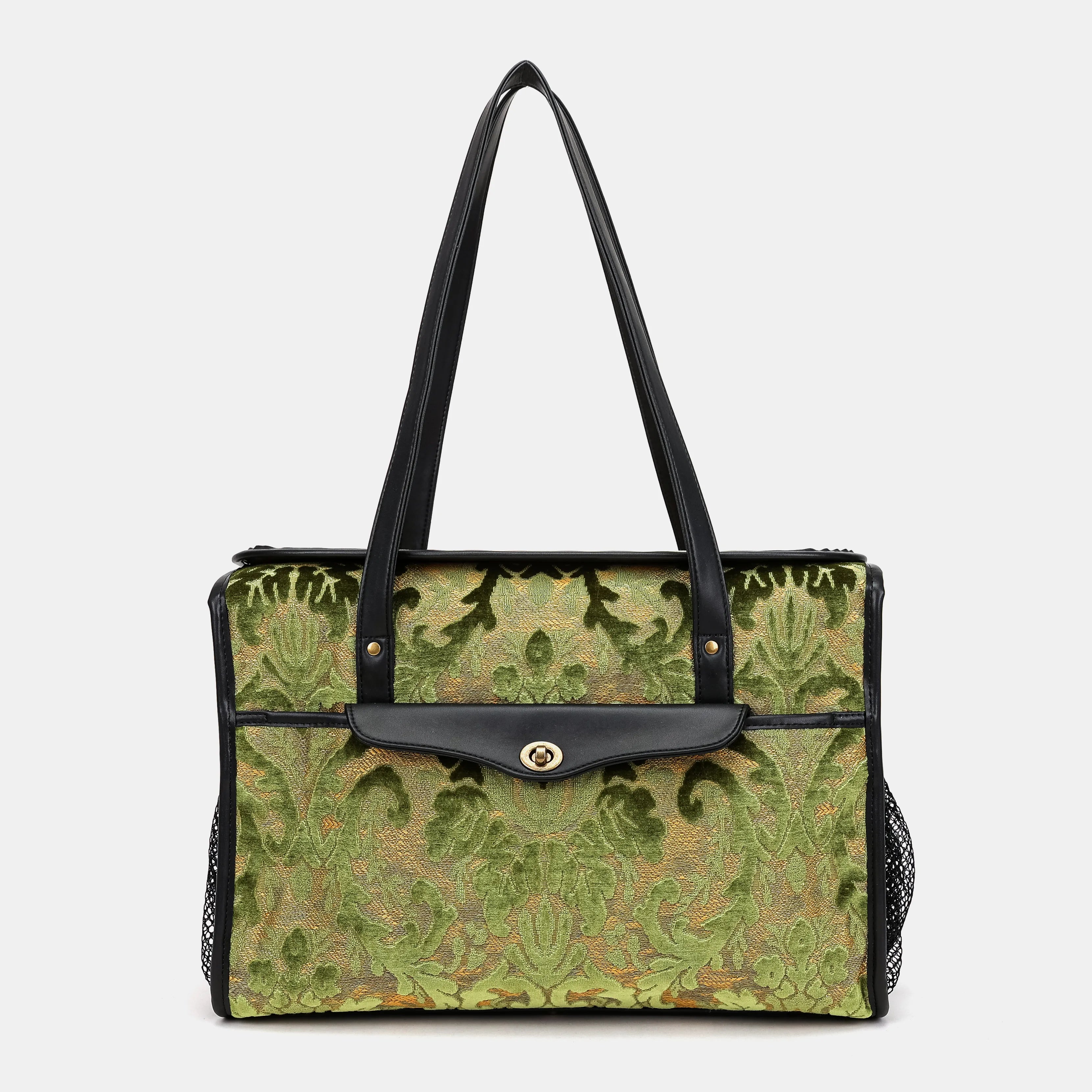 Burnout Velvet Fern Green Vintage Carpet Diaper Bag of America main