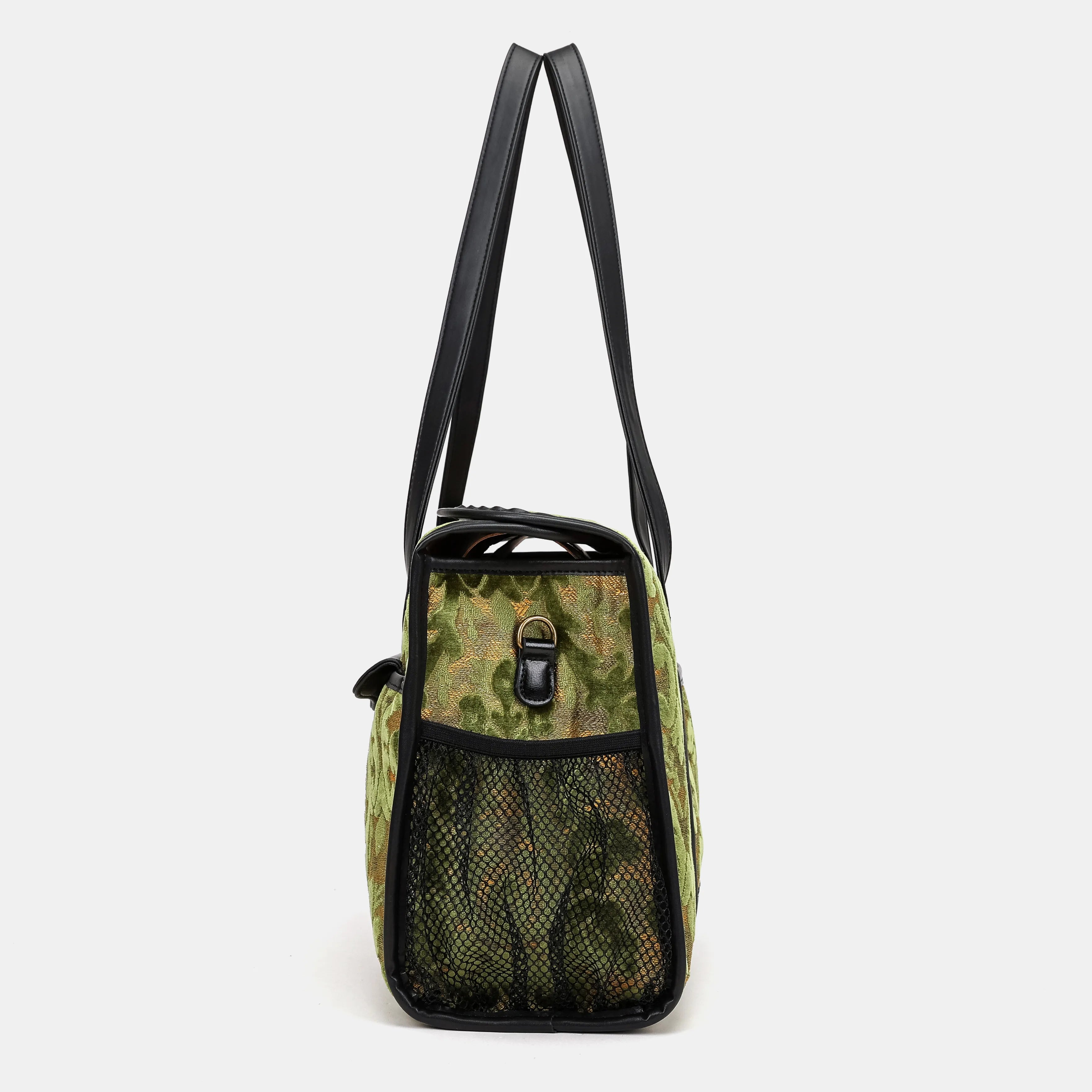 Burnout Velvet Fern Green Vintage Carpet Diaper Bag of America side