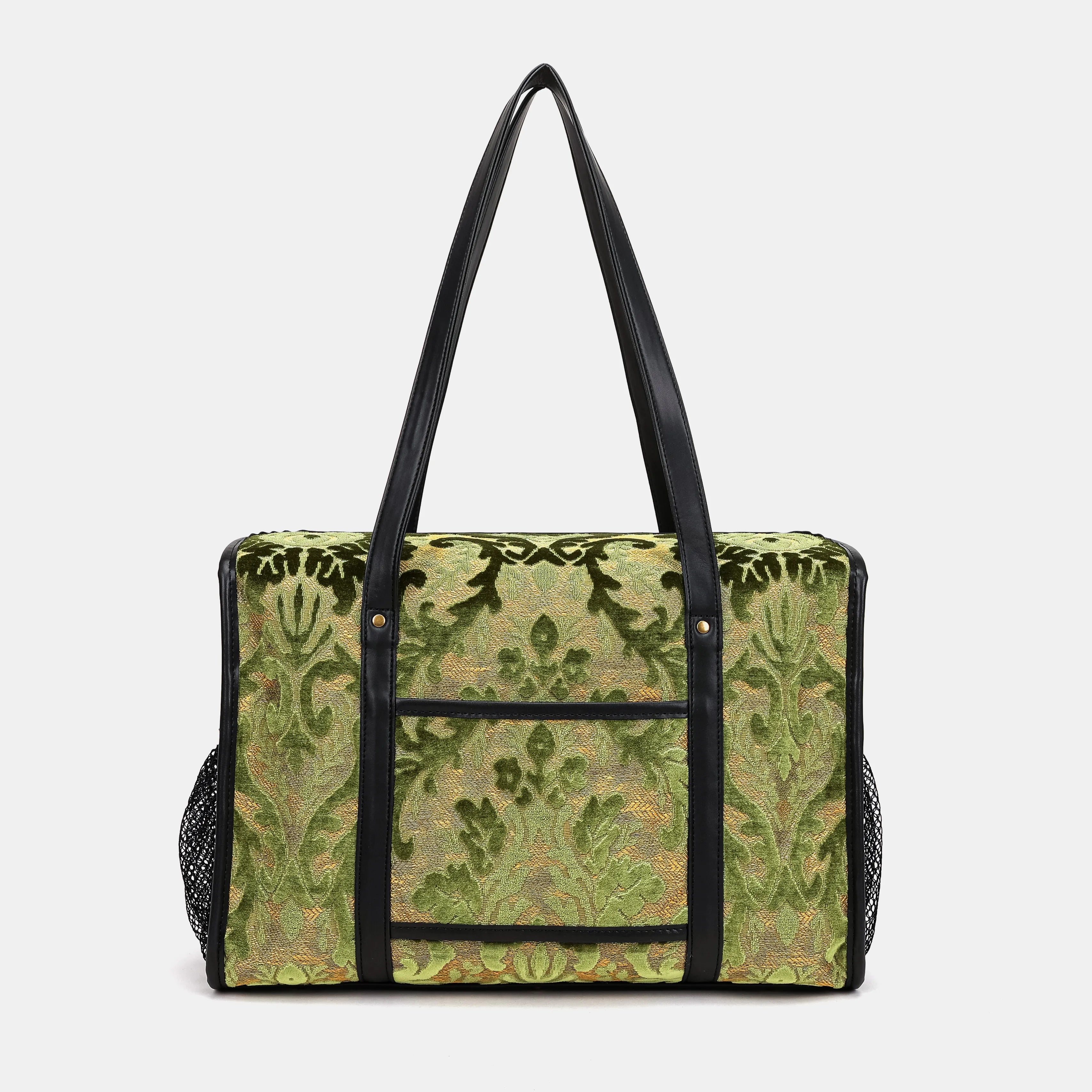 Burnout Velvet Fern Green Vintage Carpet Diaper Bag of America back