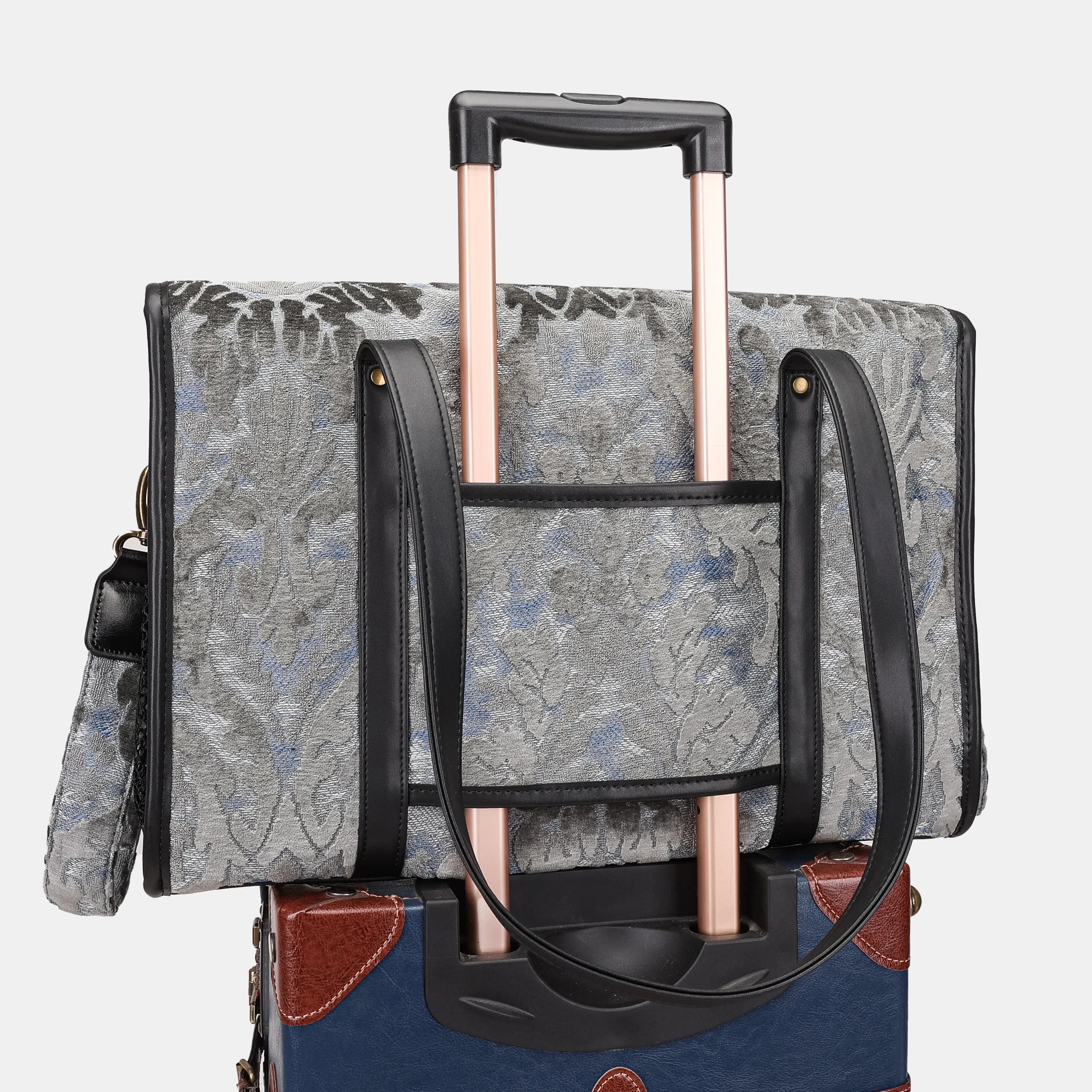 Burnout Velvet Steel Blue Vintage Carpet Diaper Bag of America luggage sleeve