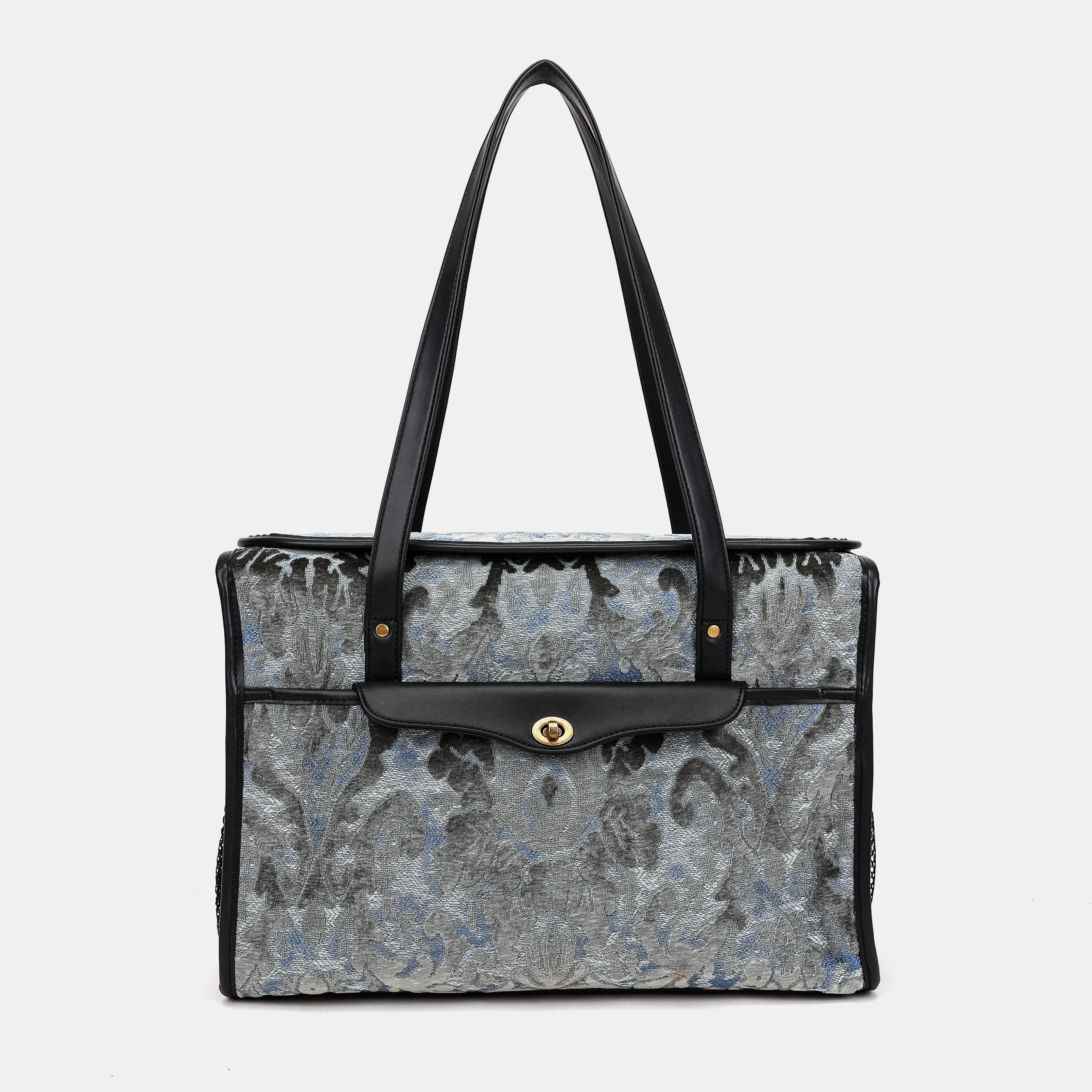 Burnout Velvet Steel Blue Vintage Carpet Diaper Bag of America main