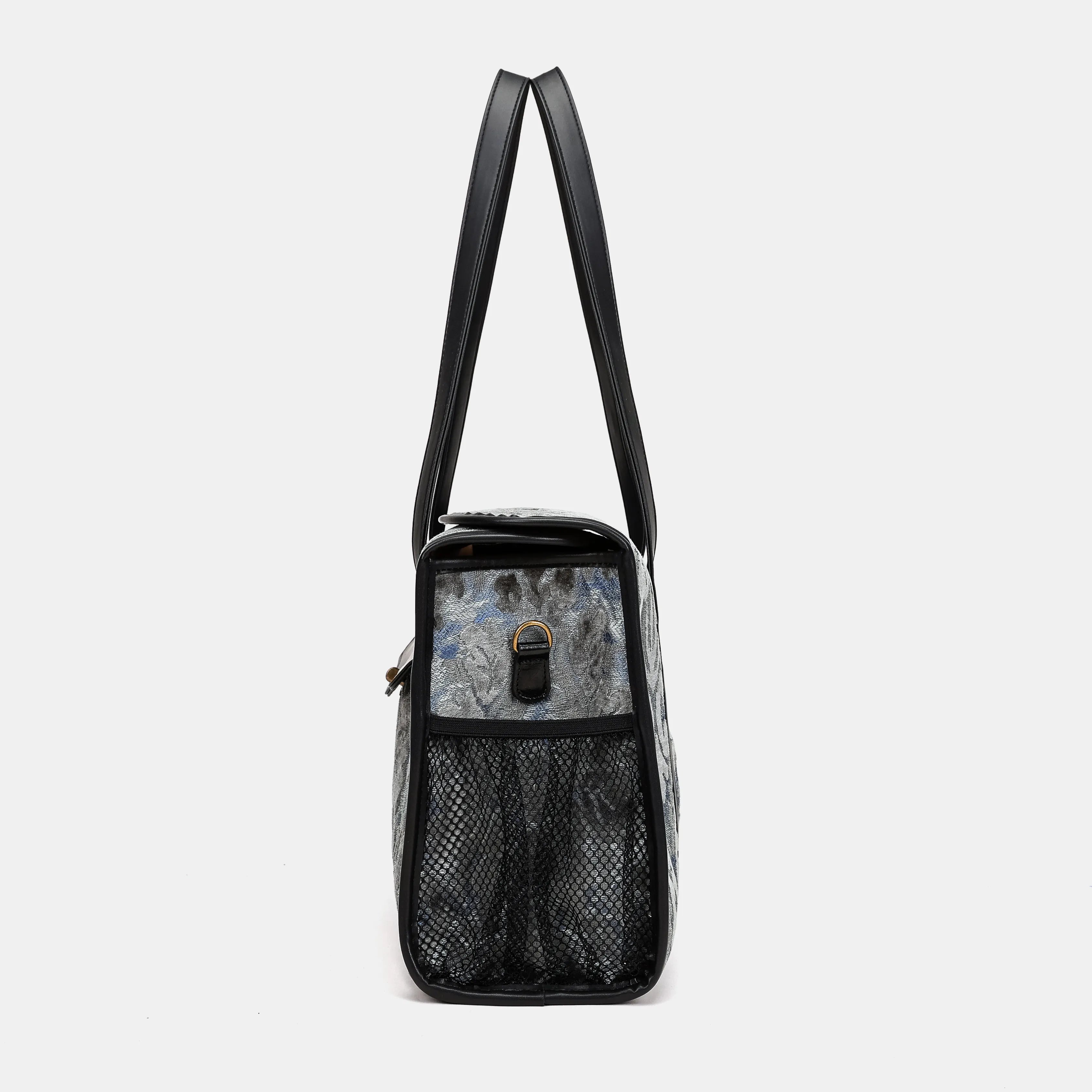 Burnout Velvet Steel Blue Vintage Carpet Diaper Bag of America side