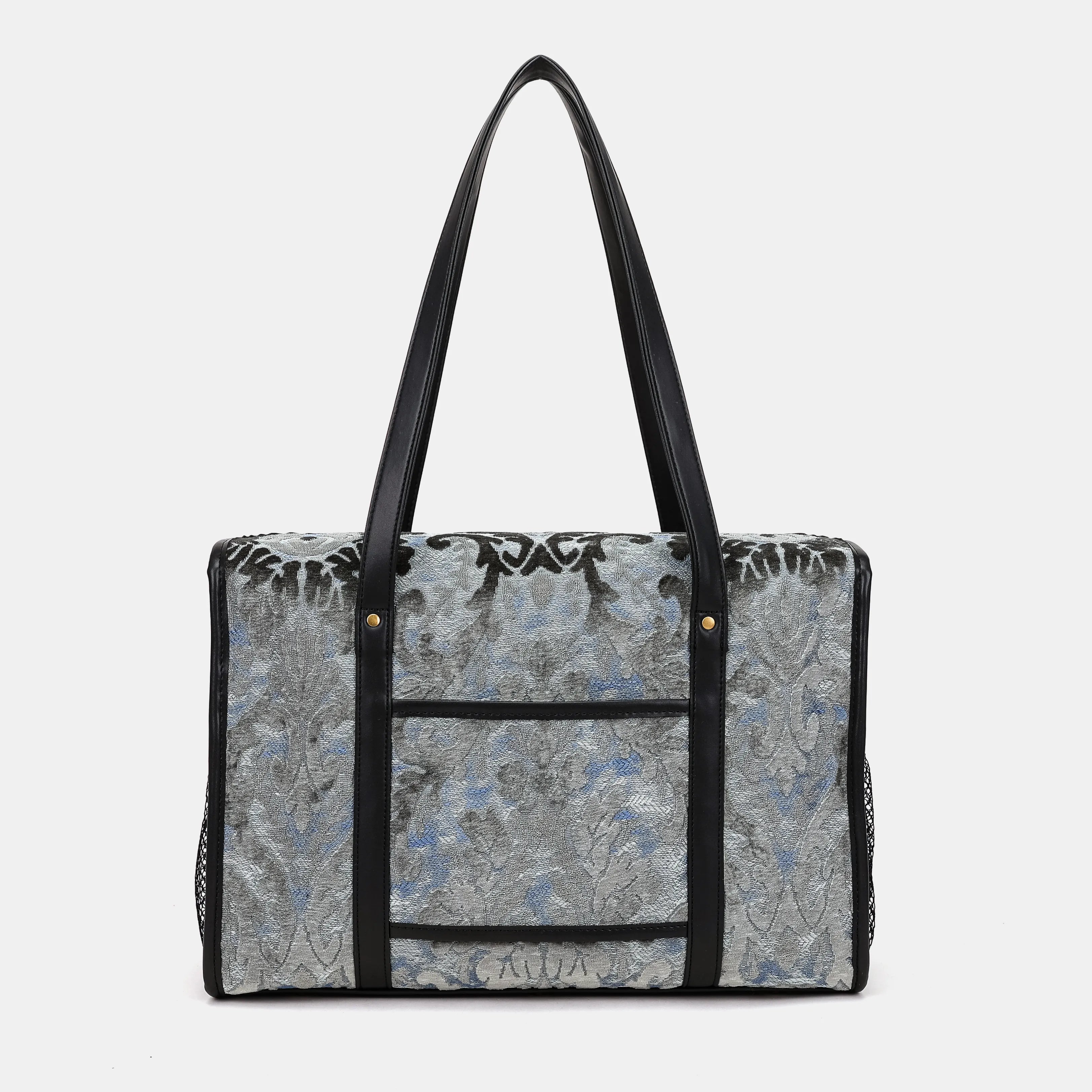 Burnout Velvet Steel Blue Vintage Carpet Diaper Bag of America back