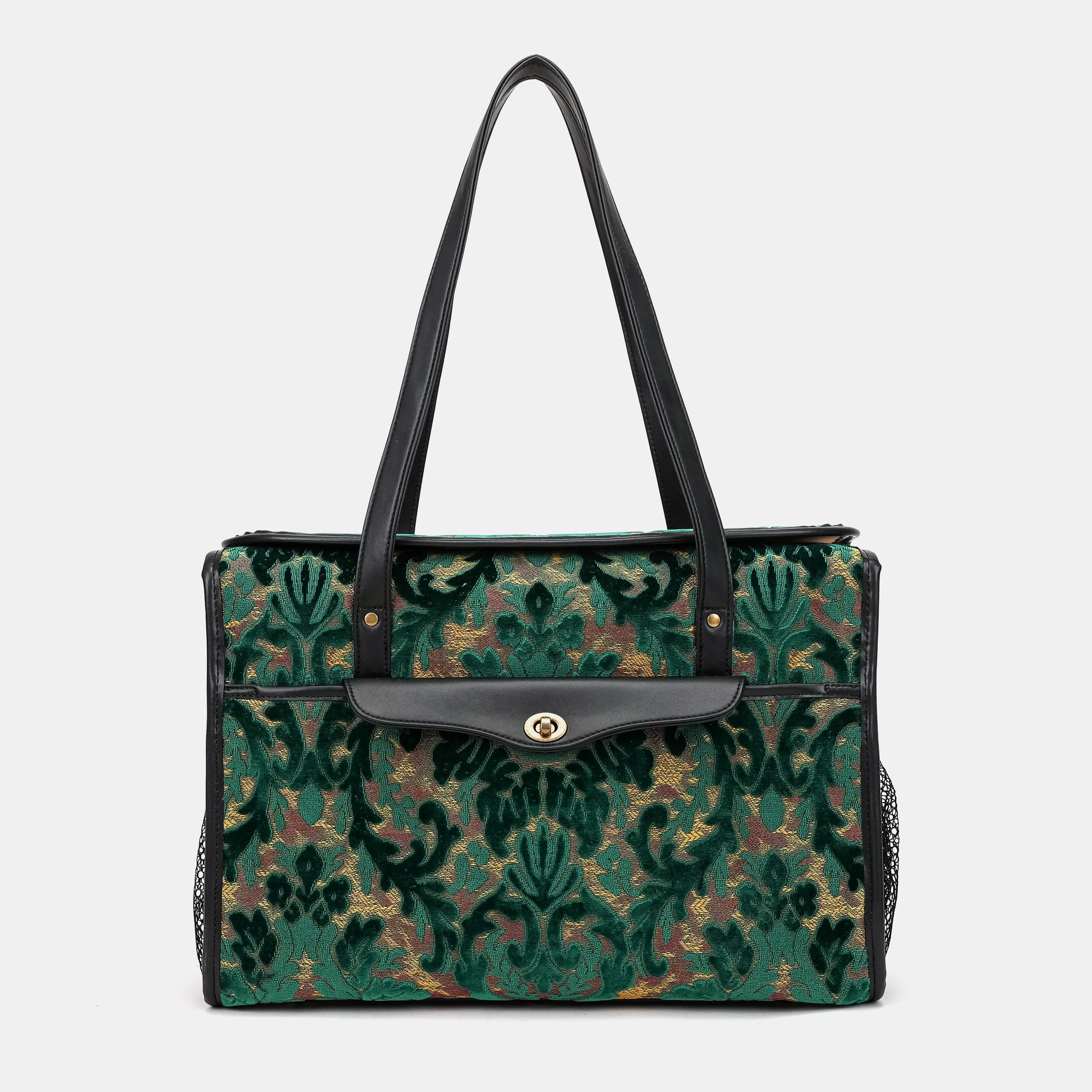 Burnout Velvet Jade Green Vintage Carpet Diaper Bag of America main