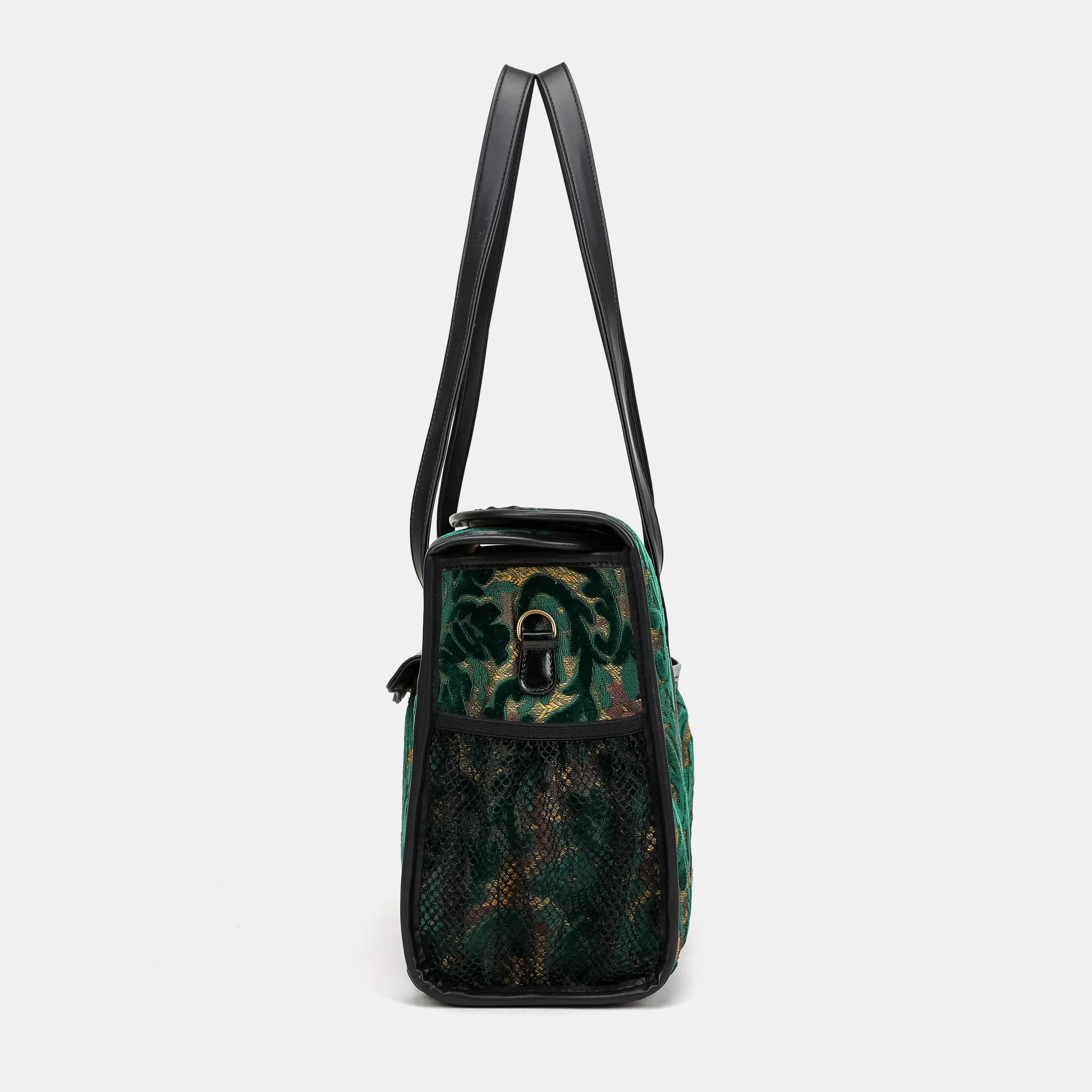 Burnout Velvet Jade Green Vintage Carpet Diaper Bag of America side