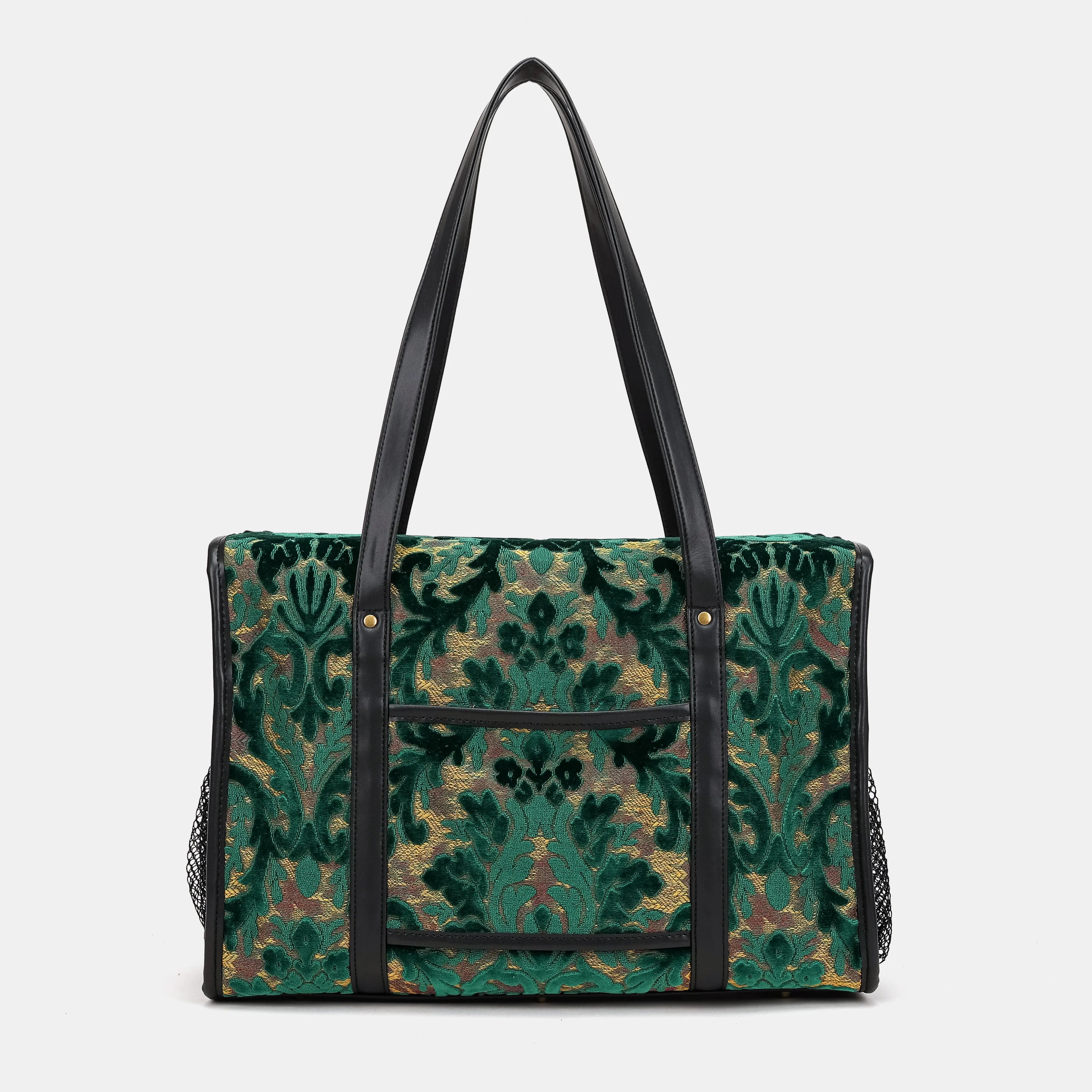Burnout Velvet Jade Green Vintage Carpet Diaper Bag of America back