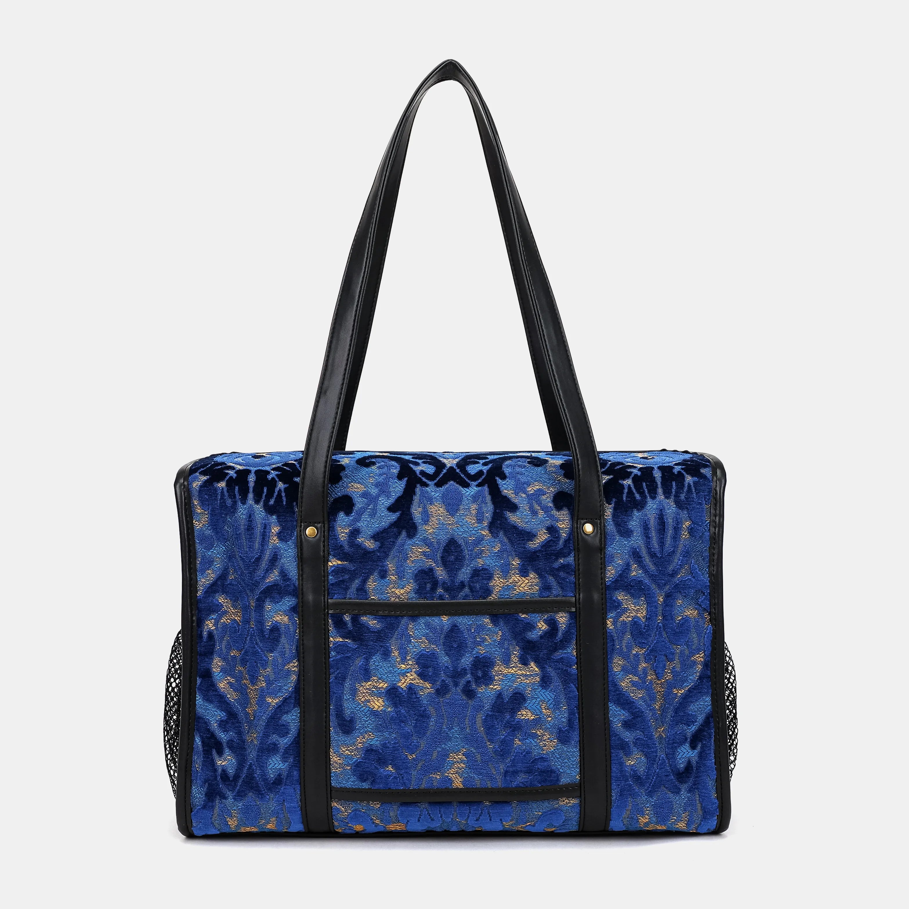 Burnout Velvet Navy Vintage Carpet Diaper Bag Carpetbag of America back