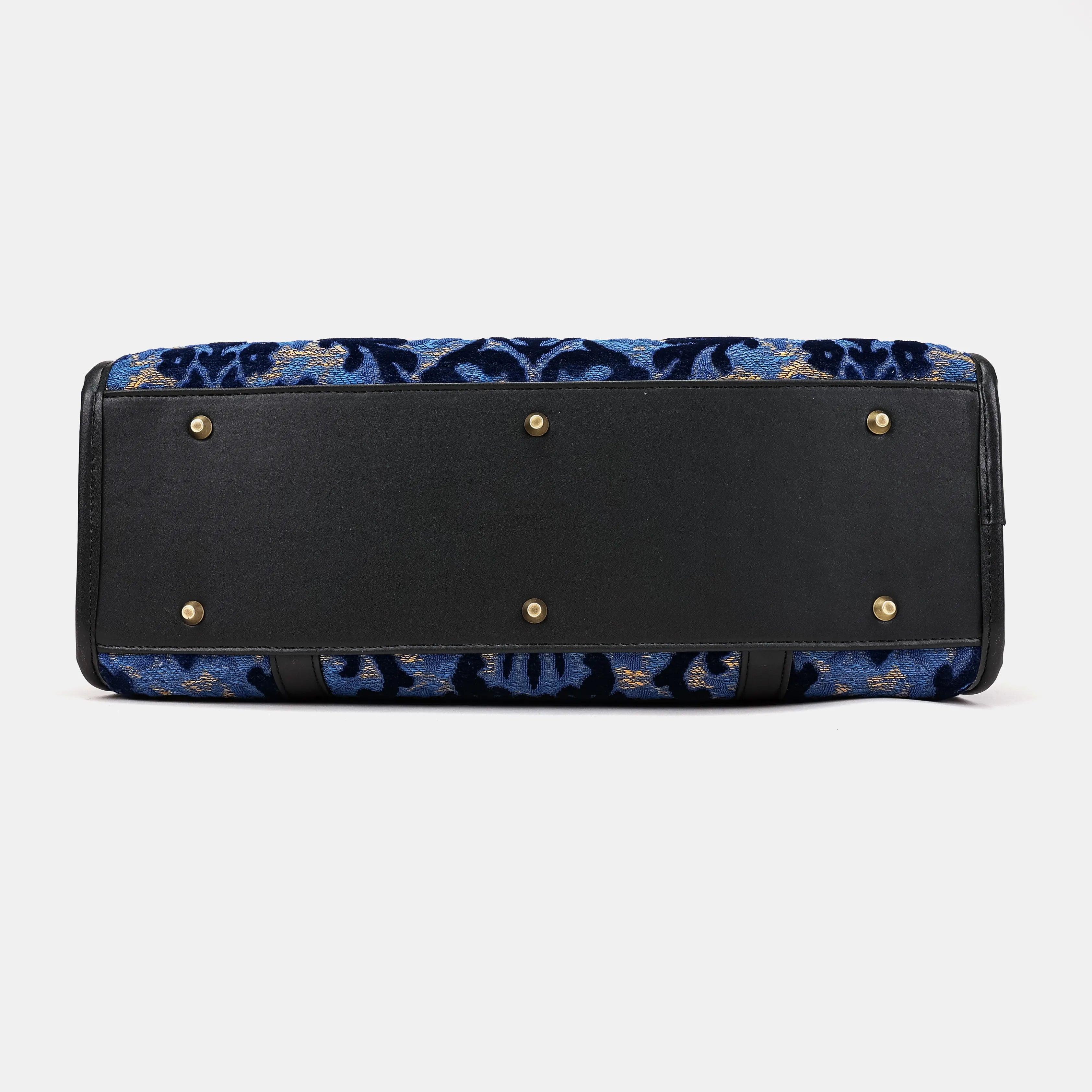 Burnout Velvet Navy Vintage Carpet Diaper Bag Carpetbag of America bottom