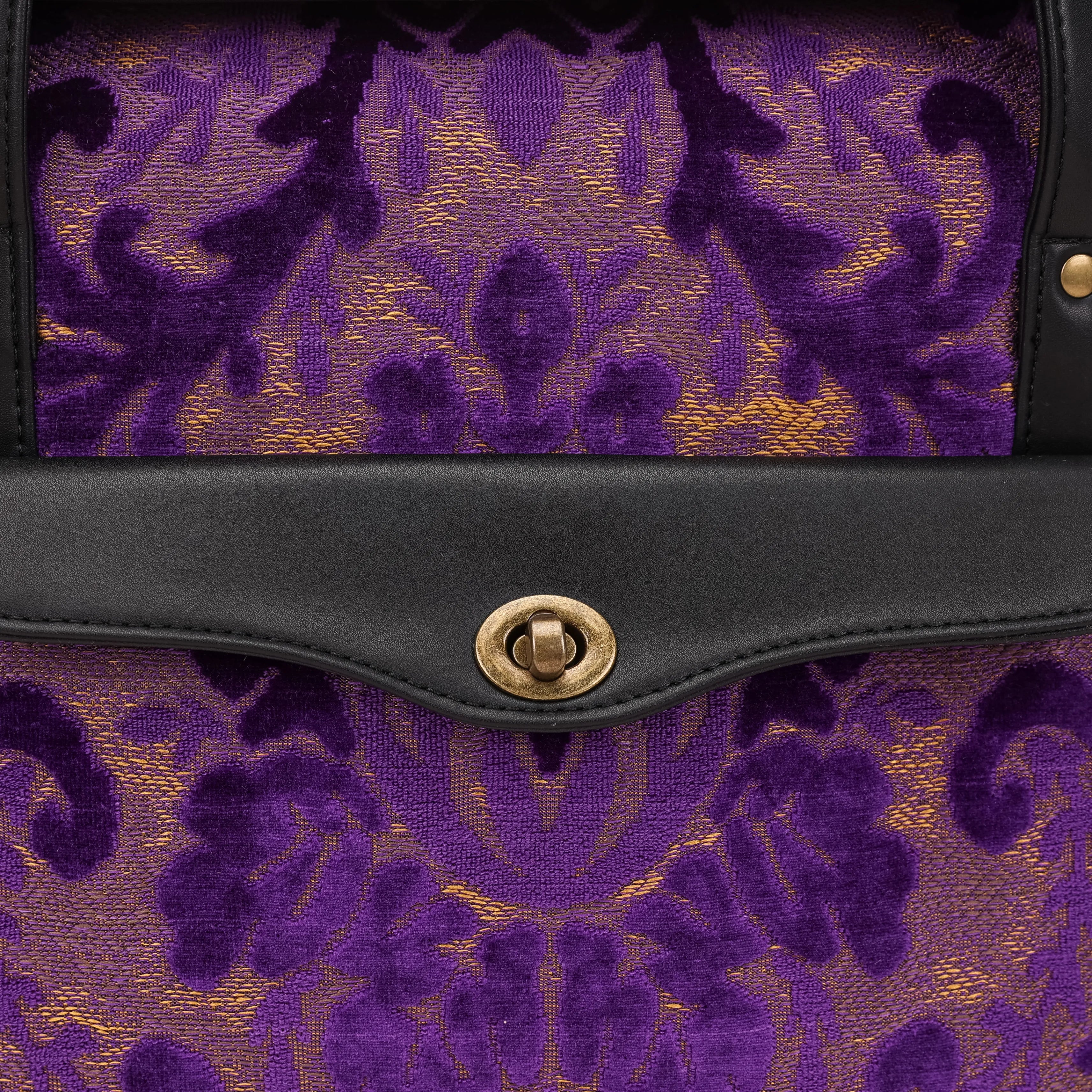 Burnout Velvet Purple Vintage Carpet Diaper Bag Carpetbag of America closure