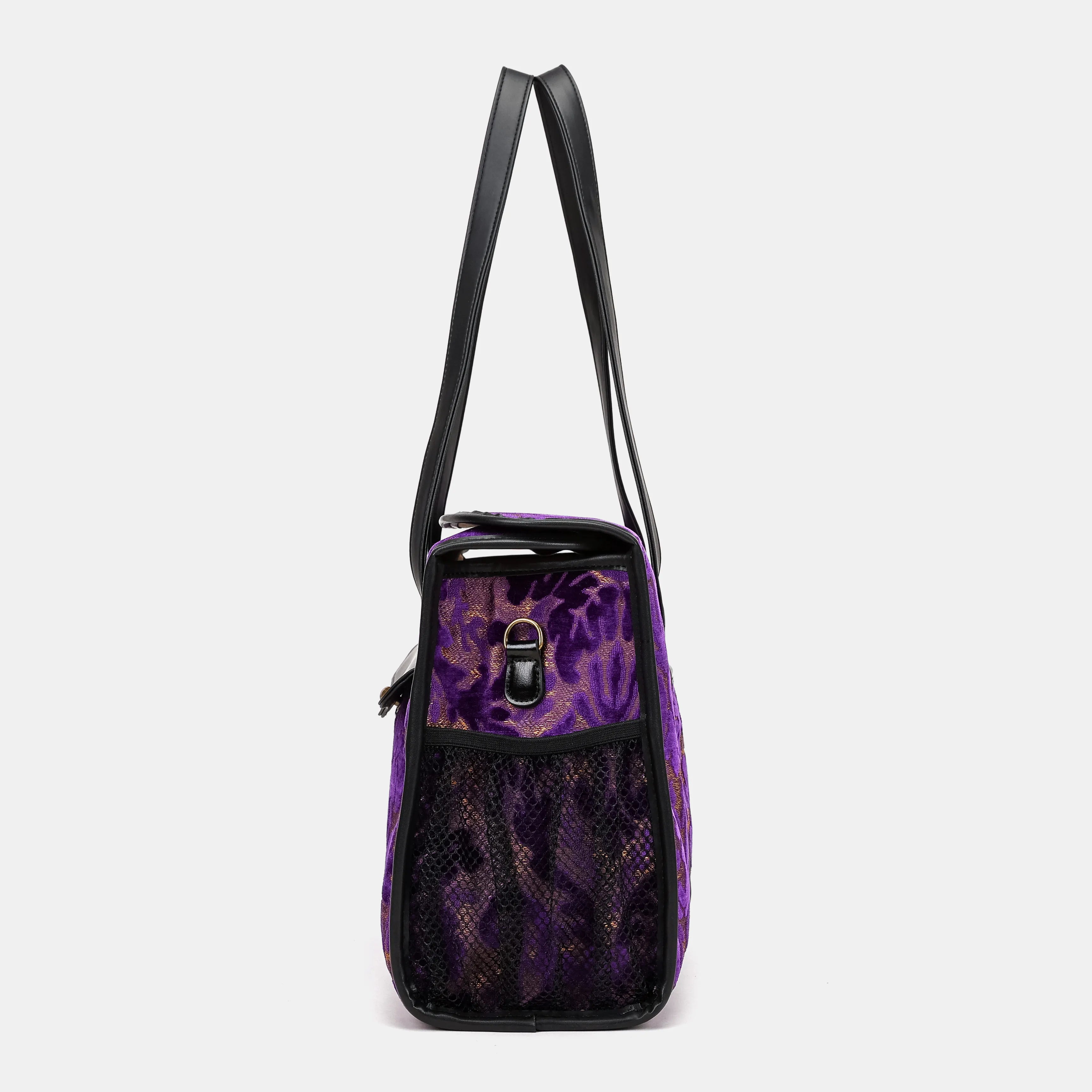 Burnout Velvet Purple Vintage Carpet Diaper Bag Carpetbag of America side