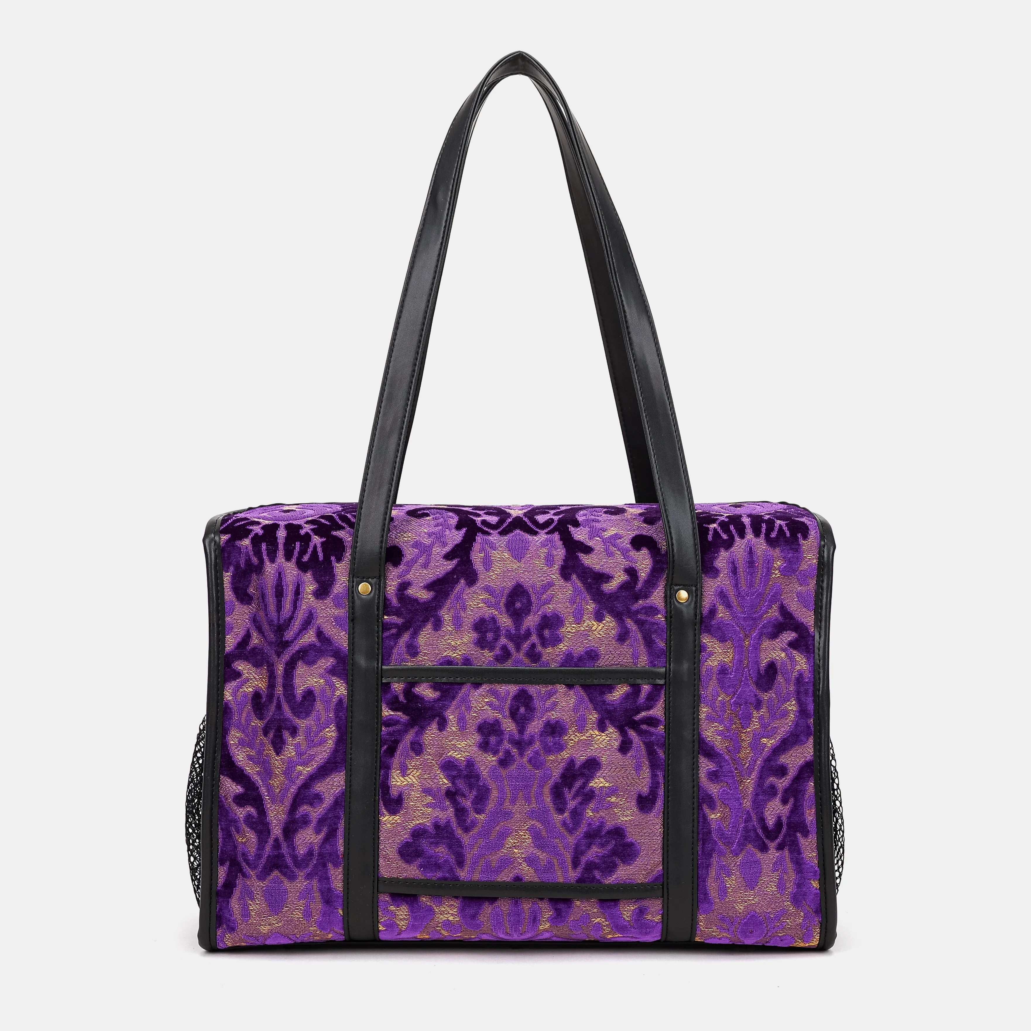 Burnout Velvet Purple Vintage Carpet Diaper Bag Carpetbag of America back