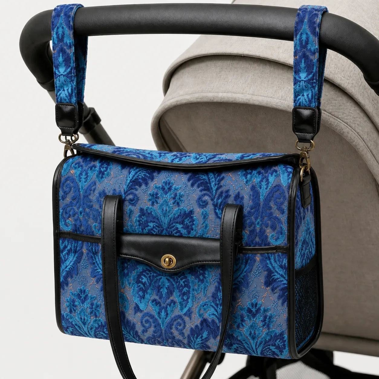 Burnout Velvet Revival Aqua Vintage Carpet Diaper Bag of America hang