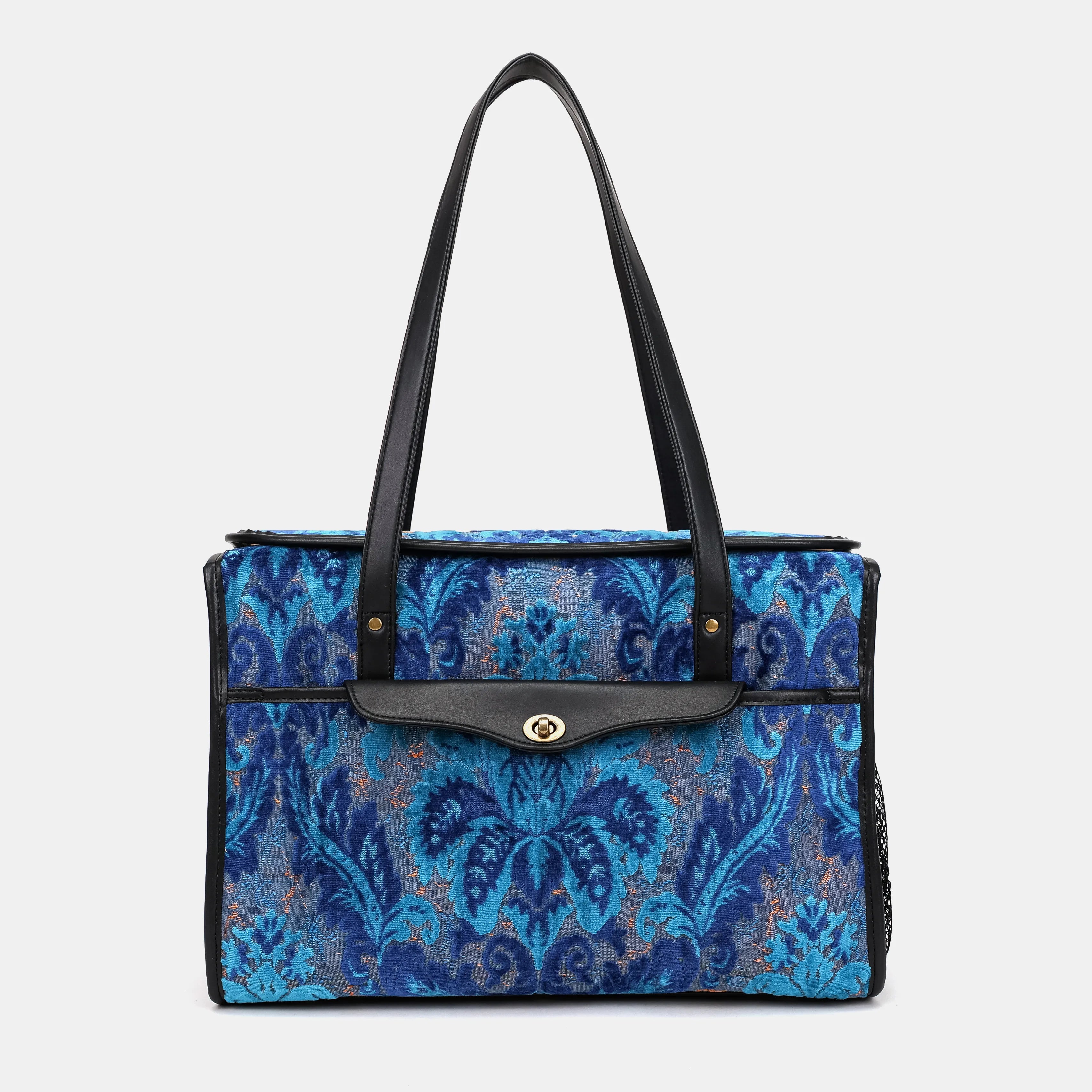 Burnout Velvet Revival Aqua Vintage Carpet Diaper Bag of America main