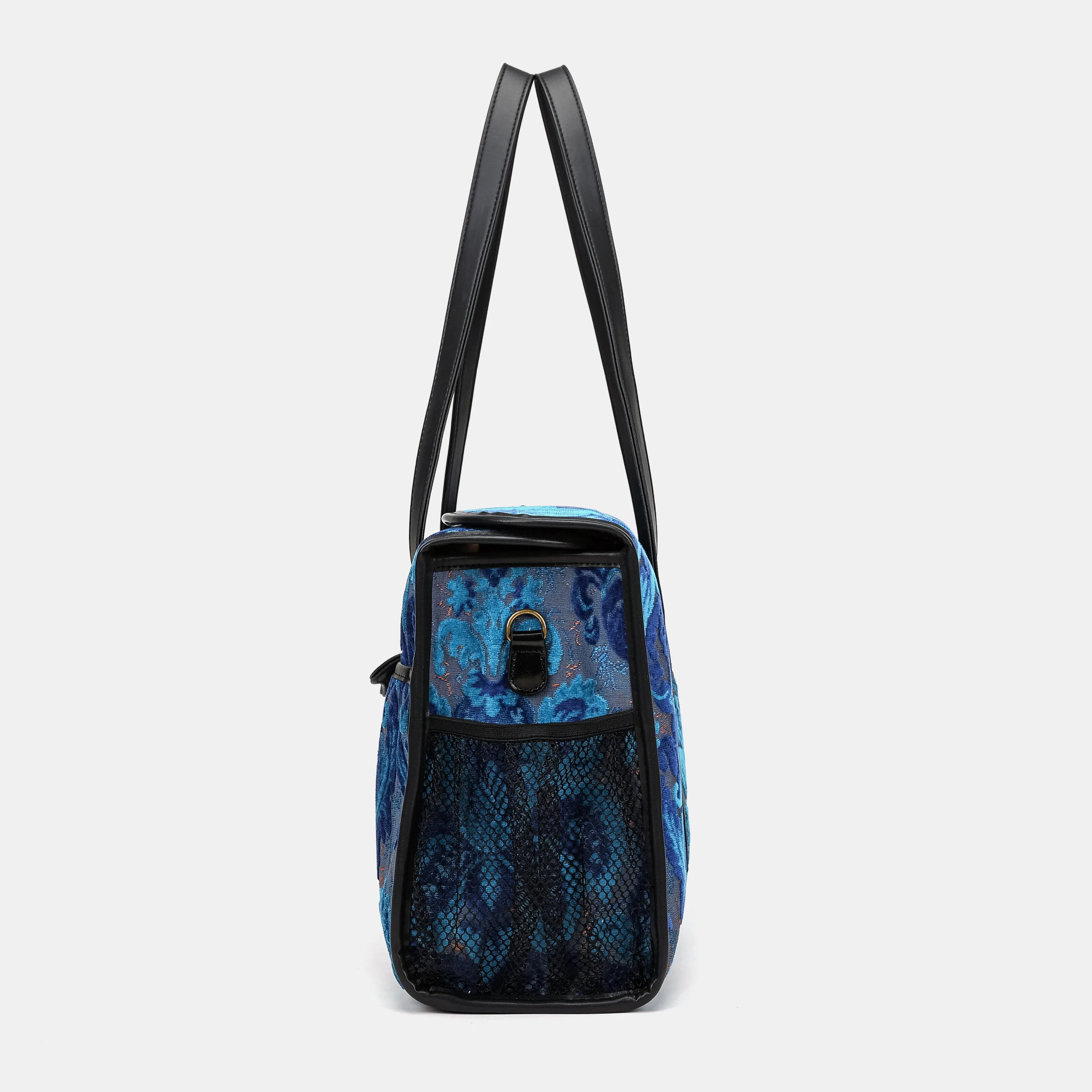 Burnout Velvet Revival Aqua Vintage Carpet Diaper Bag of America side