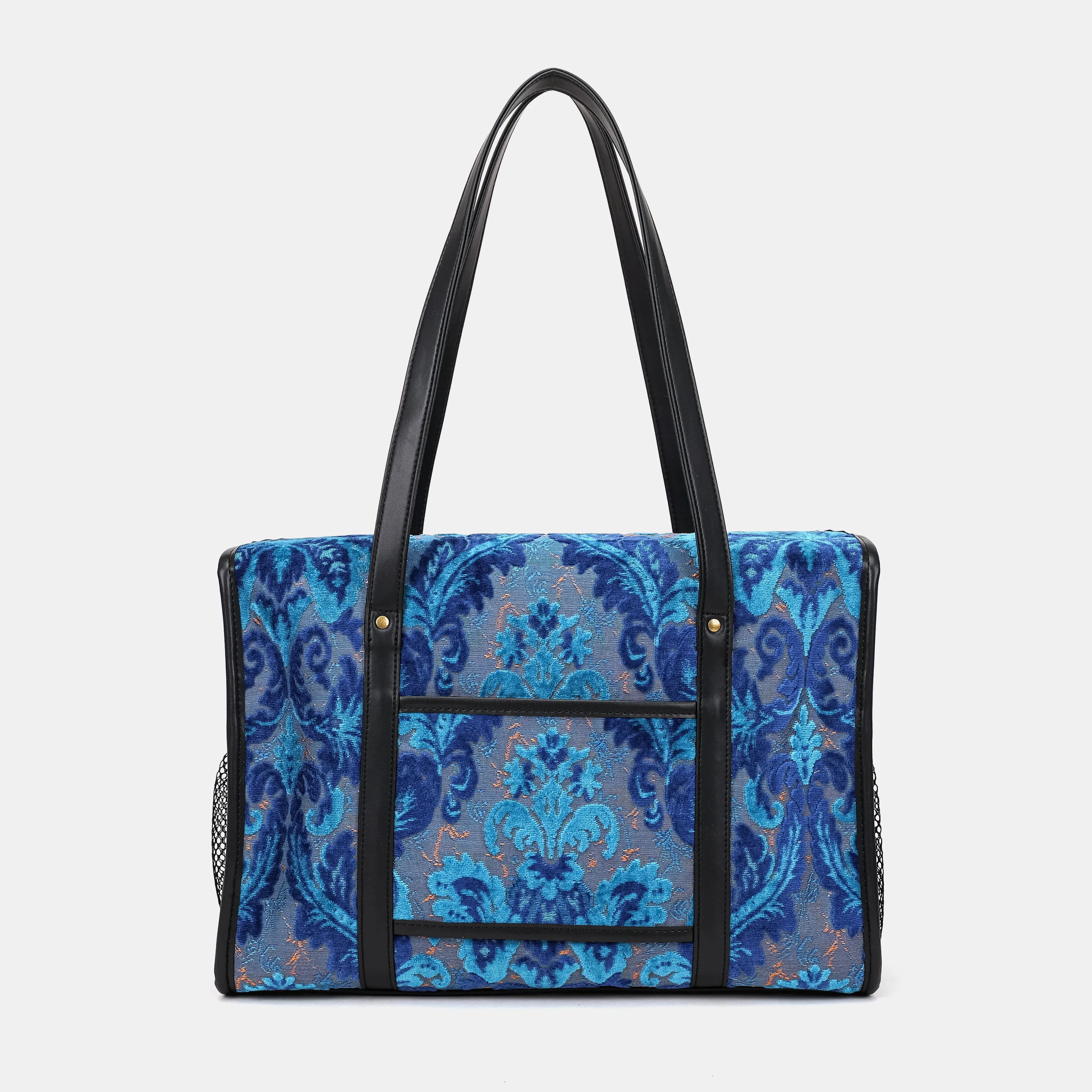 Burnout Velvet Revival Aqua Vintage Carpet Diaper Bag of America back