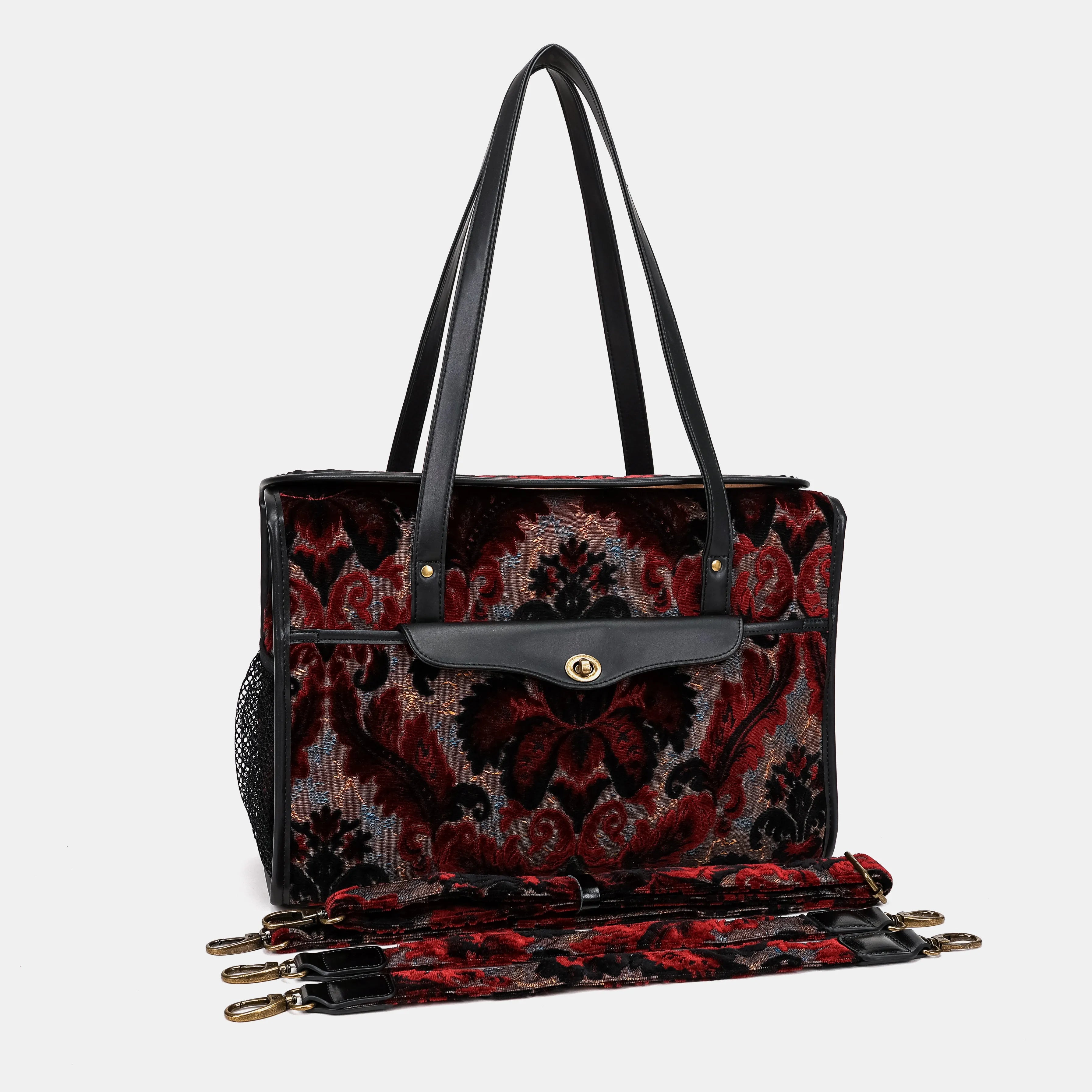 Burnout Velvet Revival Sephia Vintage Carpet Diaper Bag of America with straps