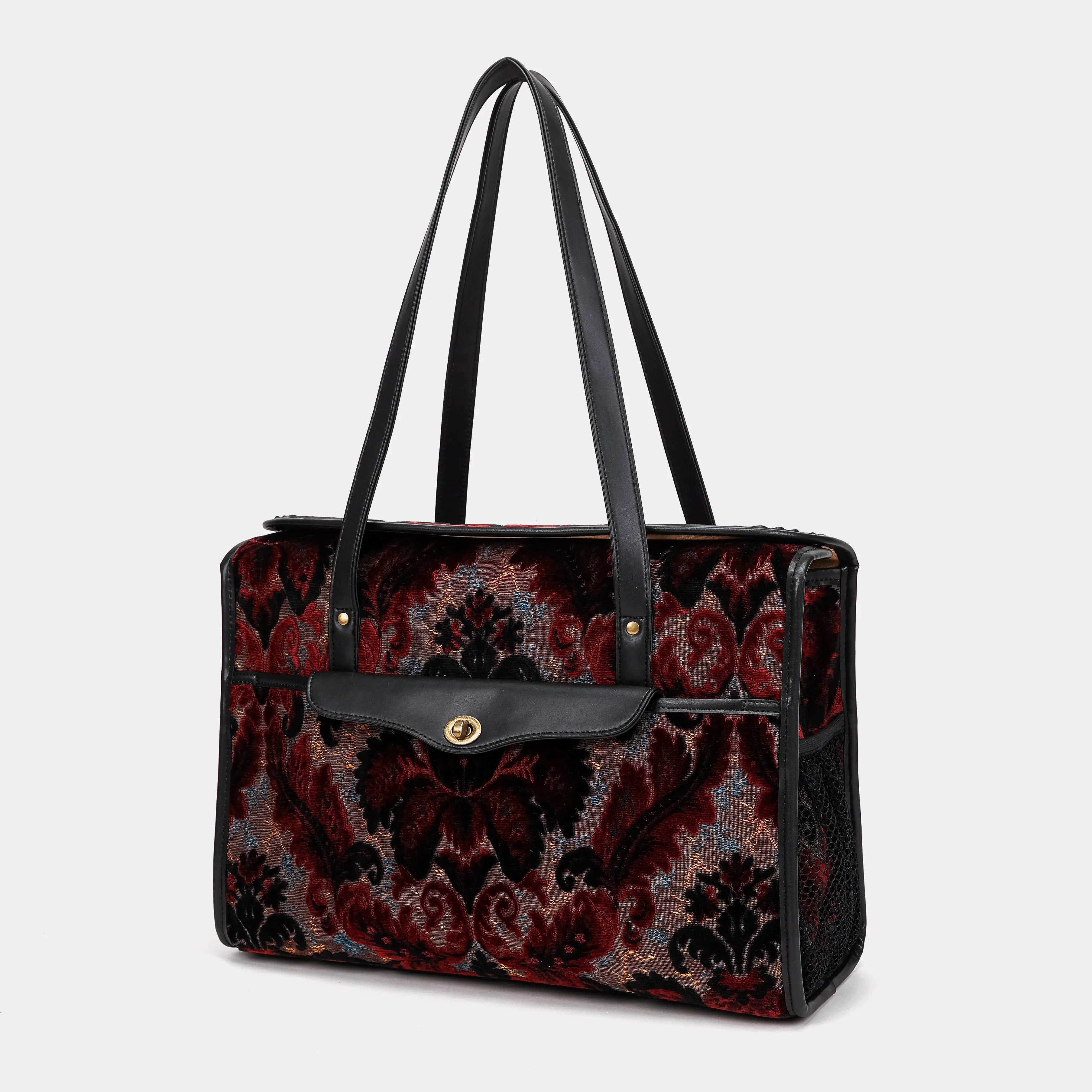 Burnout Velvet Revival Sephia Vintage Carpet Diaper Bag of America front side
