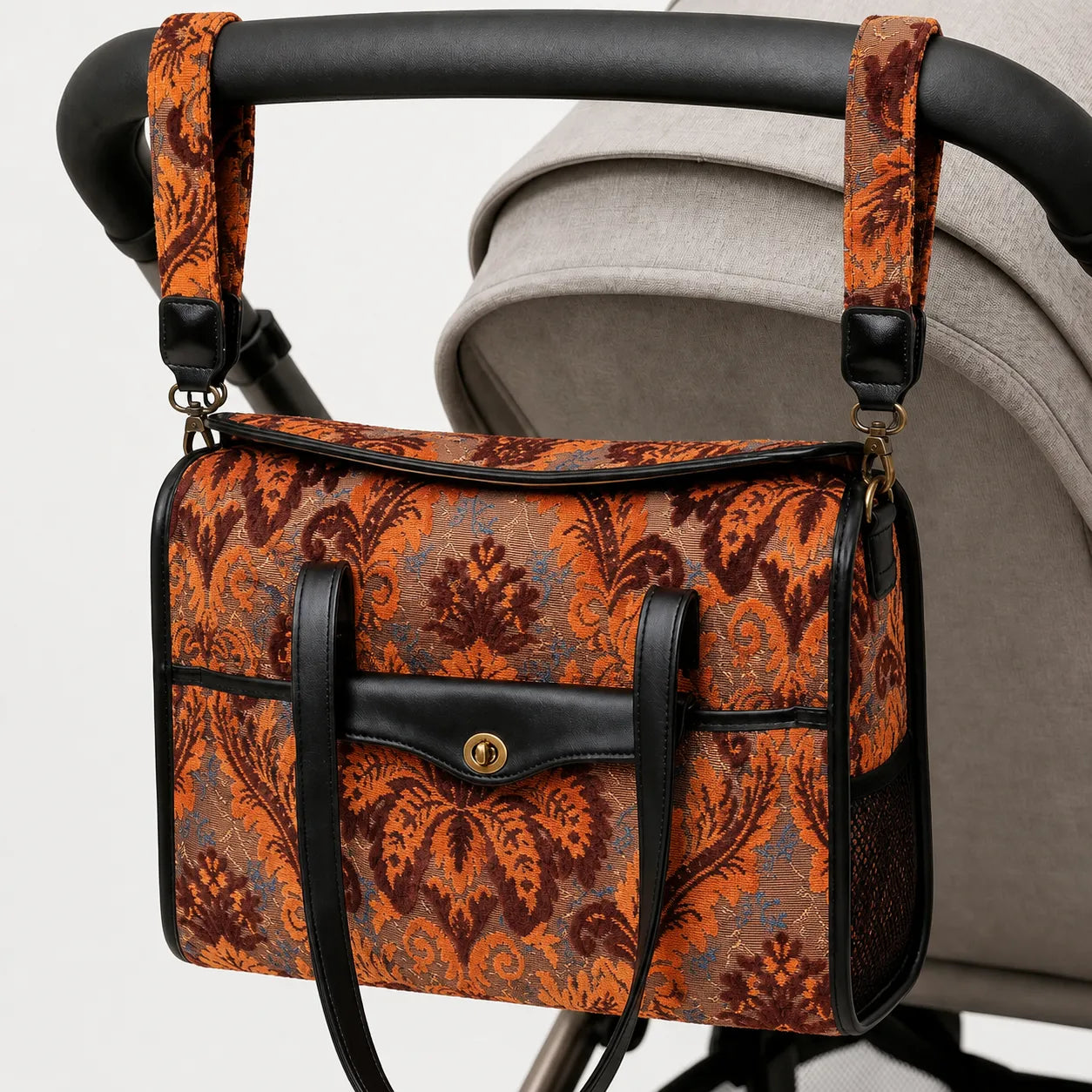 Burnout Velvet Revival Sienna Vintage Carpet Diaper Bag of America hang