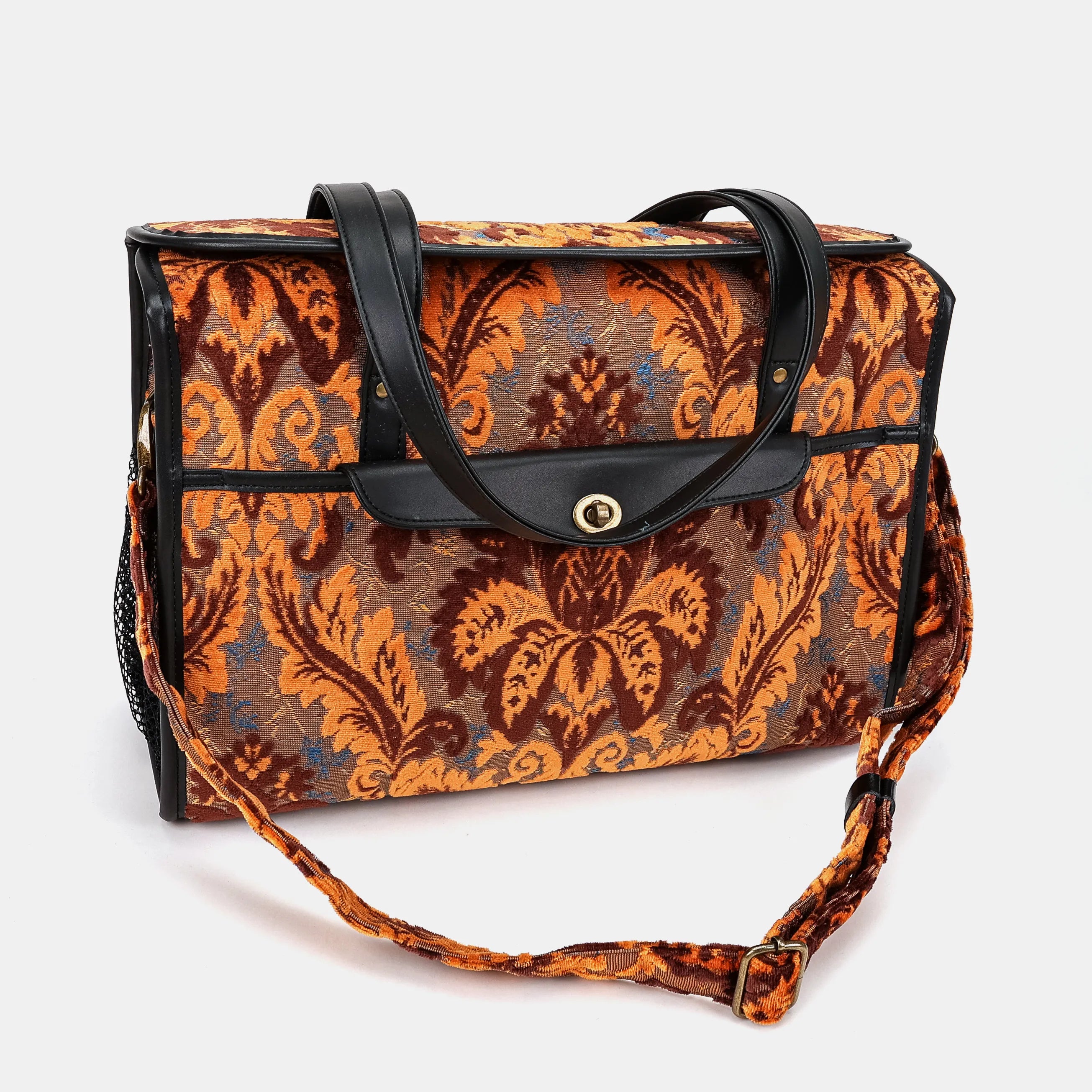 Burnout Velvet Revival Sienna Vintage Carpet Diaper Bag of America with shoulder strap