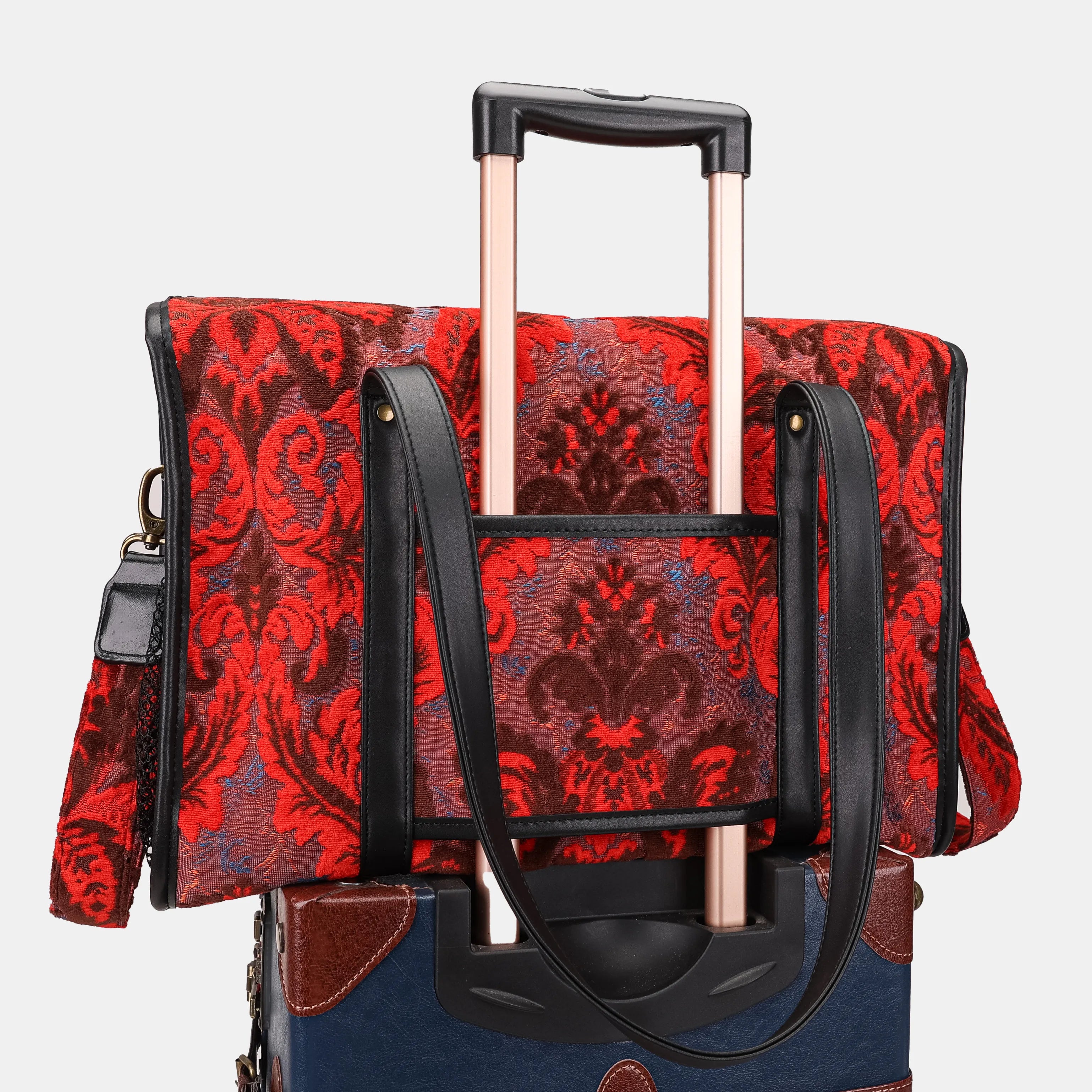 Burnout Velvet Revival Scarlet Vintage Carpet Diaper Bag of America luggage sleeve