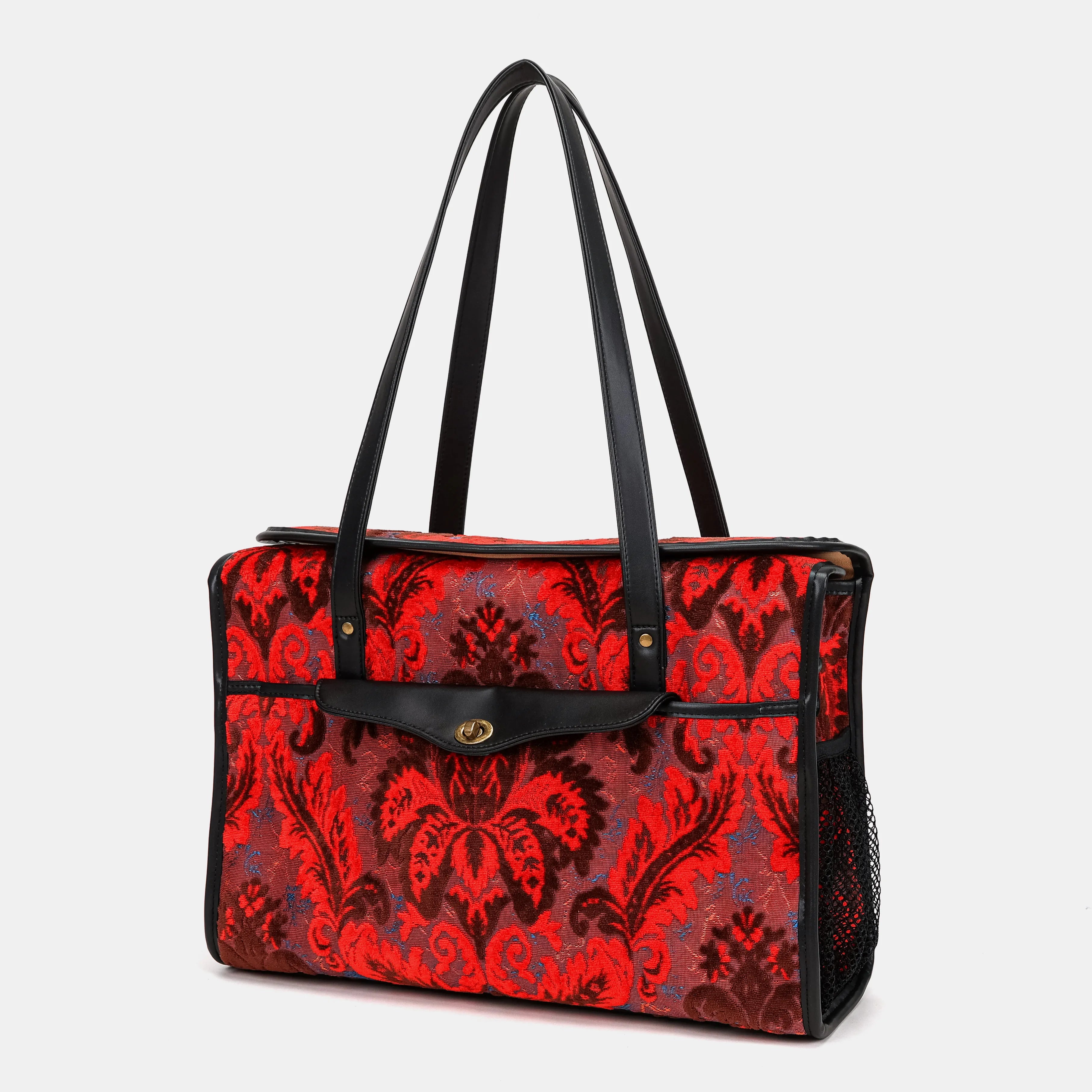 Burnout Velvet Revival Scarlet Vintage Carpet Diaper Bag of America front side