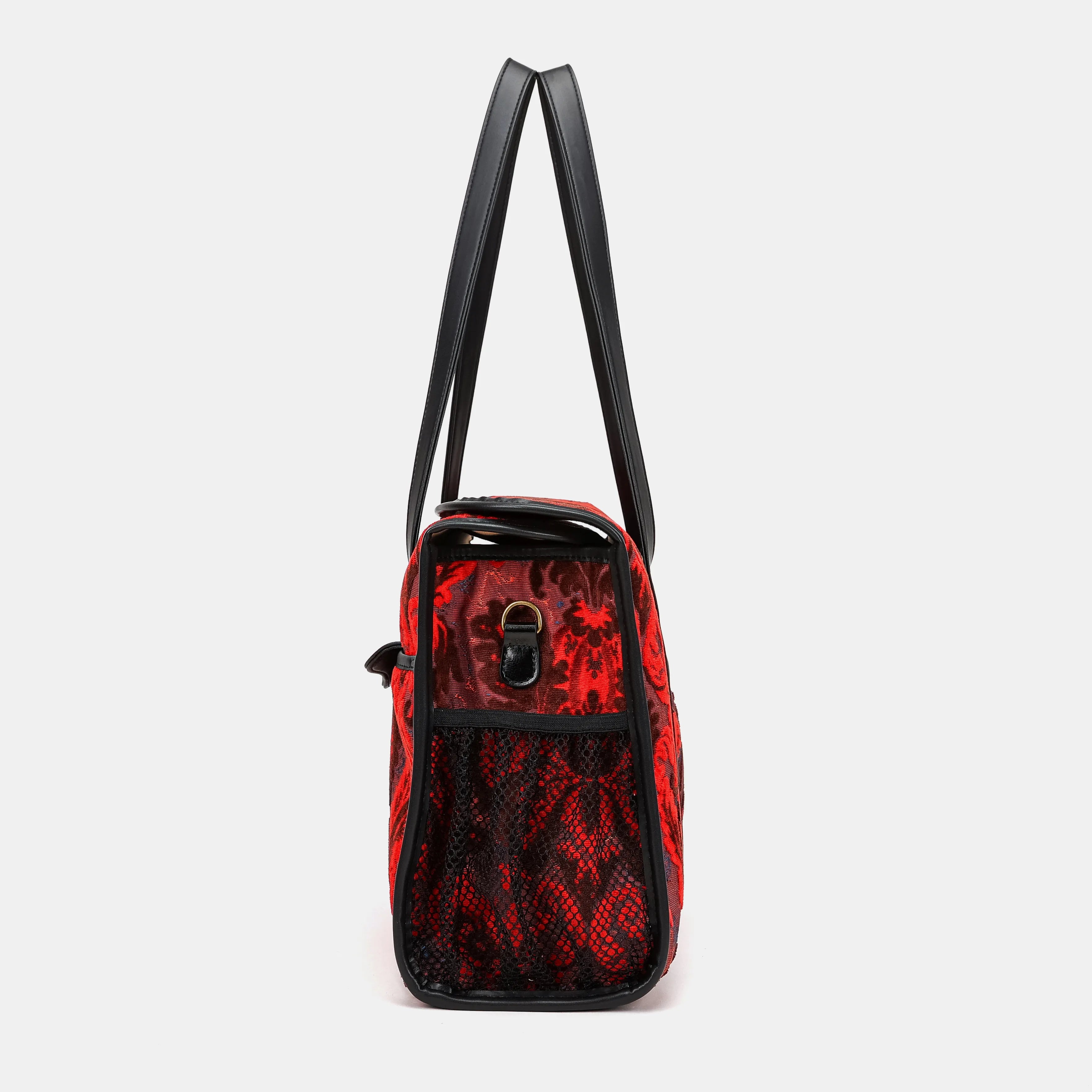 Burnout Velvet Revival Scarlet Vintage Carpet Diaper Bag of America side