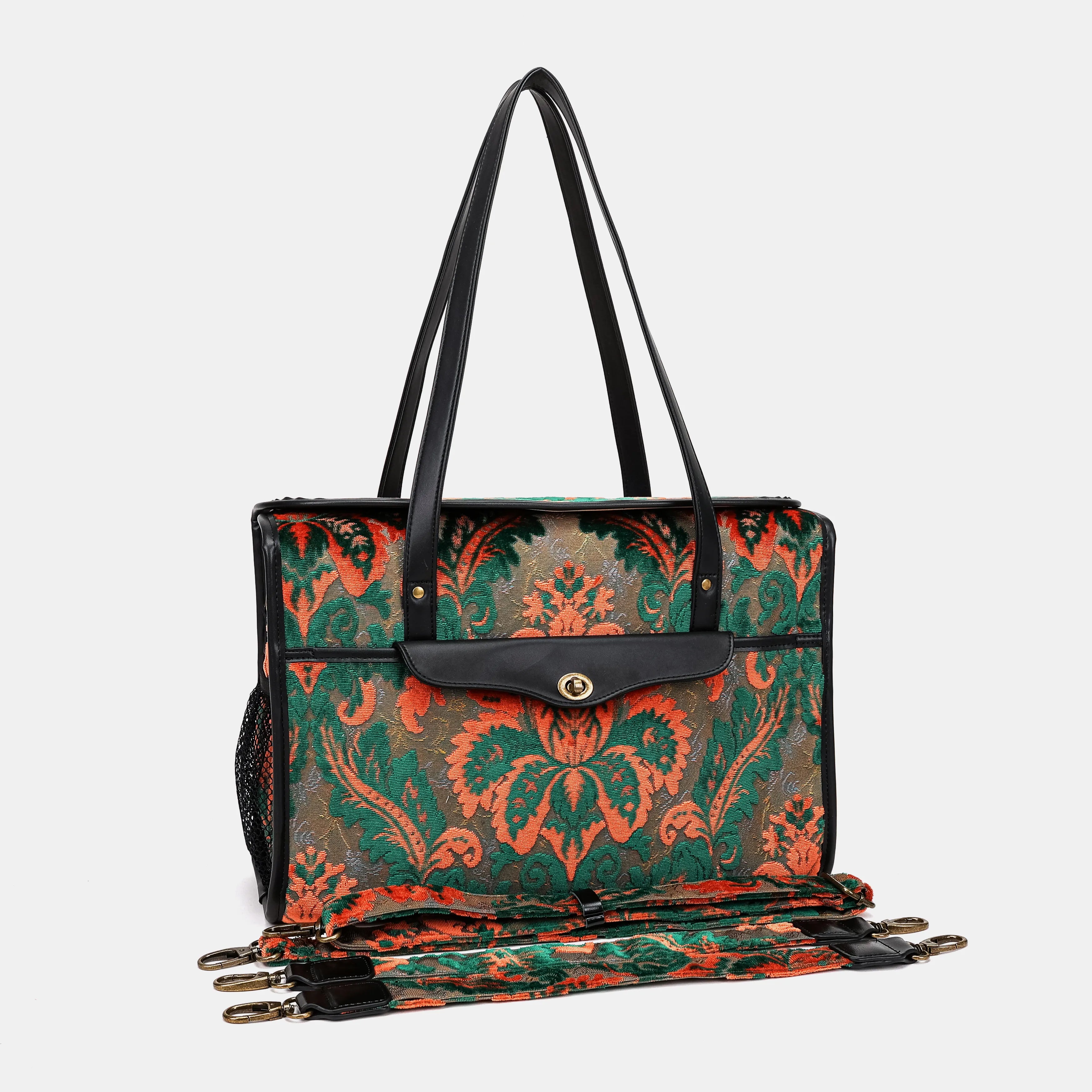 Burnout Velvet Revival Jade Vintage Carpet Diaper Bag of America with straps