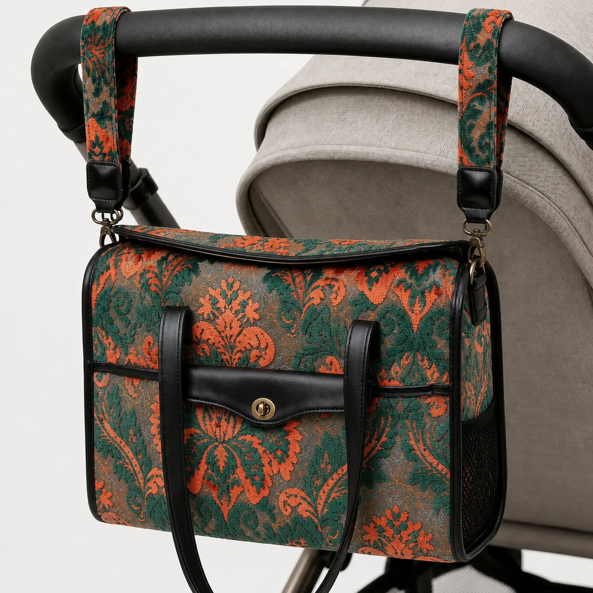 Burnout Velvet Revival Jade Vintage Carpet Diaper Bag of America hang