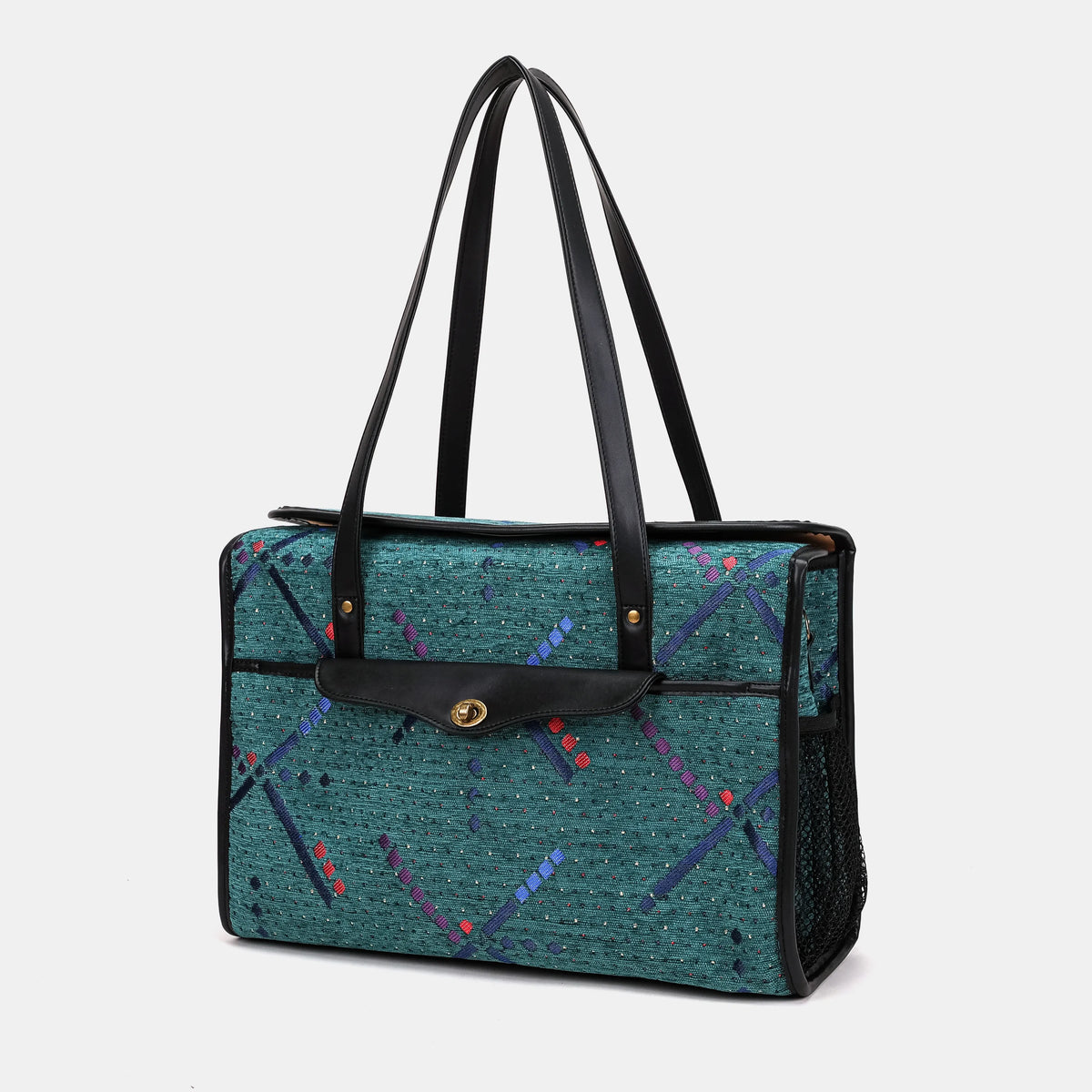 PDX Portland Airport Vintage Carpet Diaper Bag Carpetbag of America front side