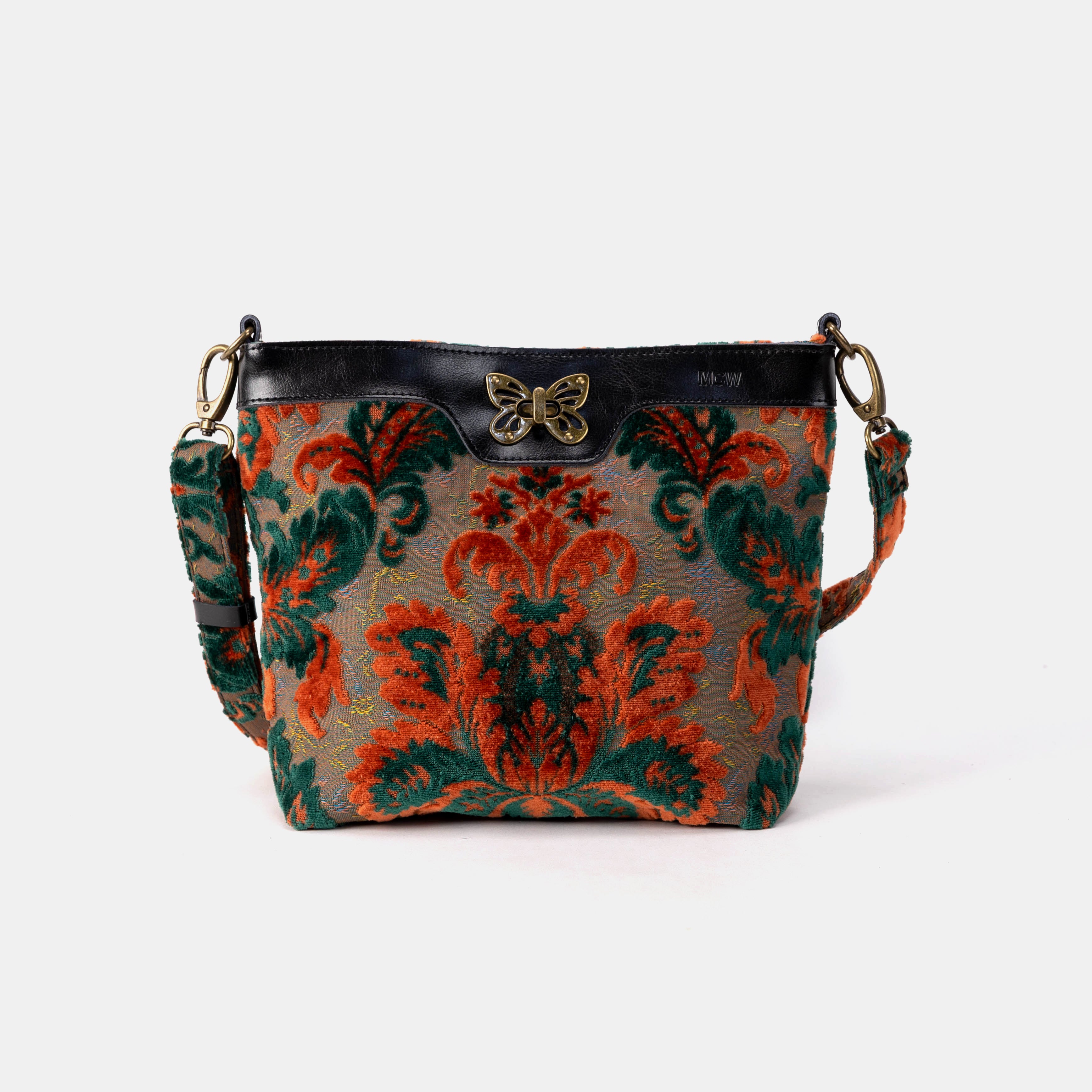 Burnout Velvet Revival Jade Butterfly Crossbody Bag