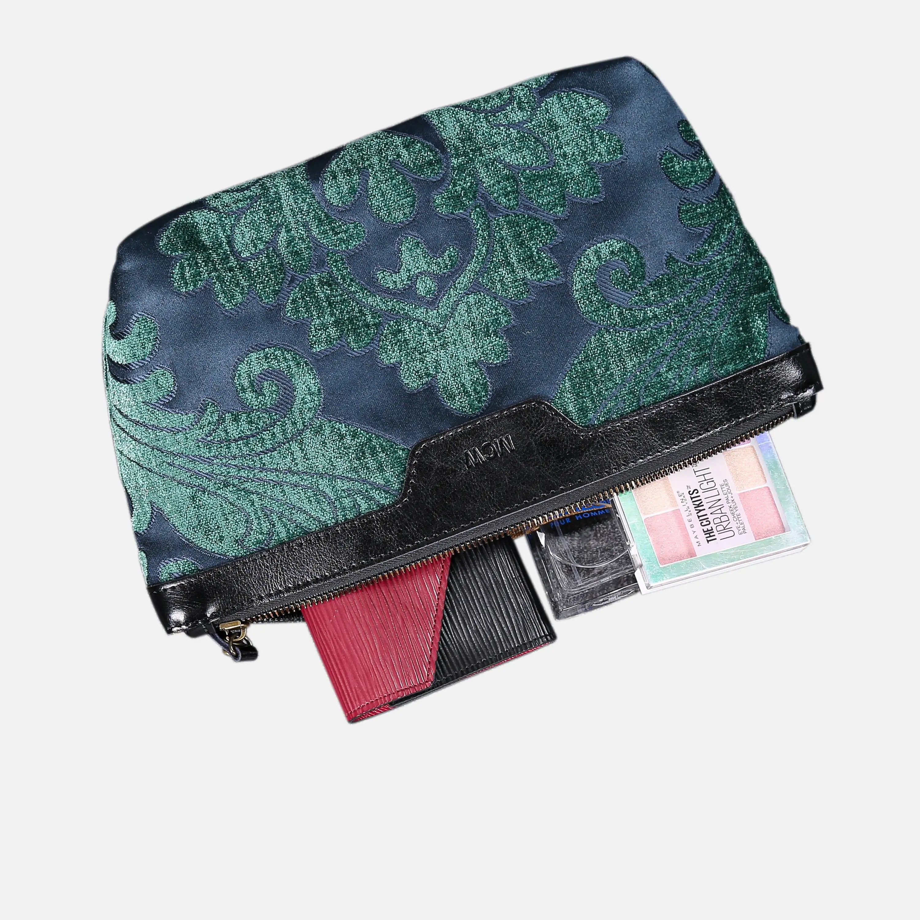 Queen Hunter Green Carpet Makeup Bag carpet bag MCW Handmade of America in use