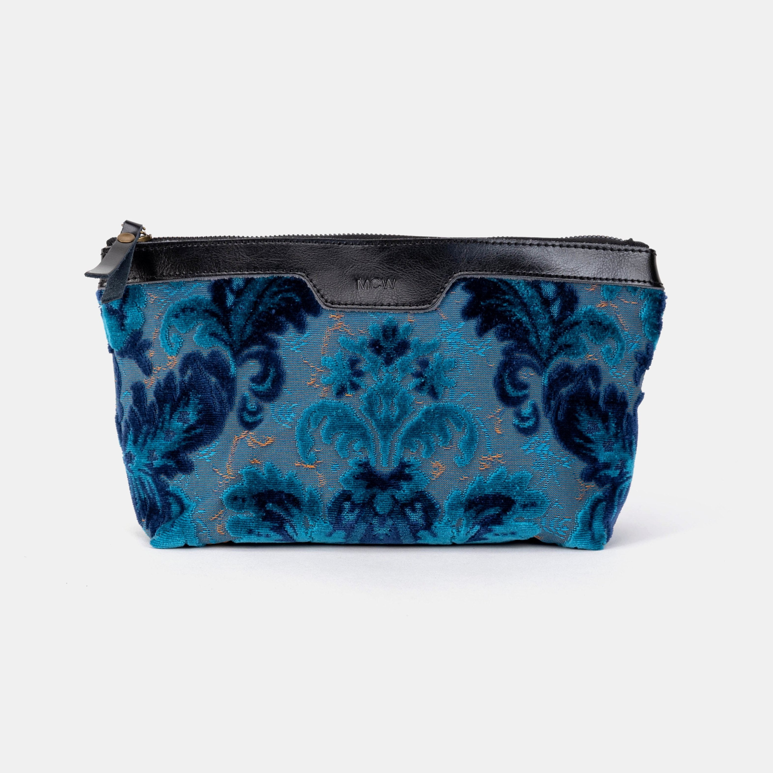 Burnout Velvet Revival Aqua Carpet Makeup Bag