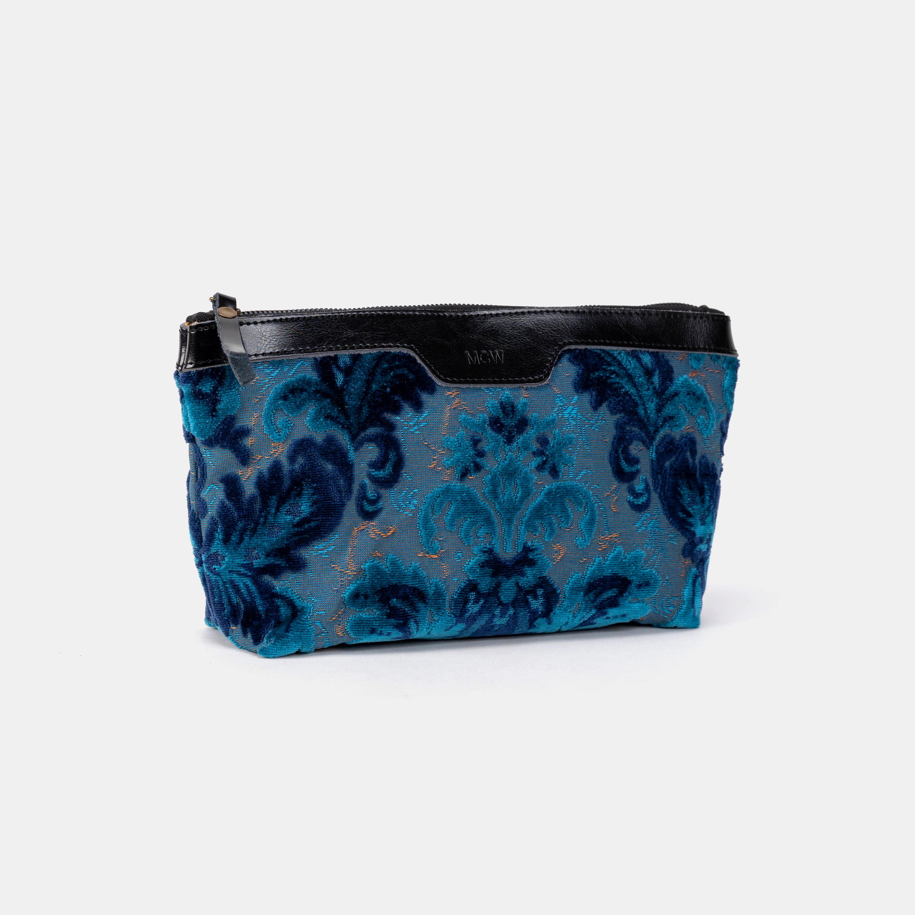 Burnout Velvet Revival Aqua Carpet Makeup Bag side