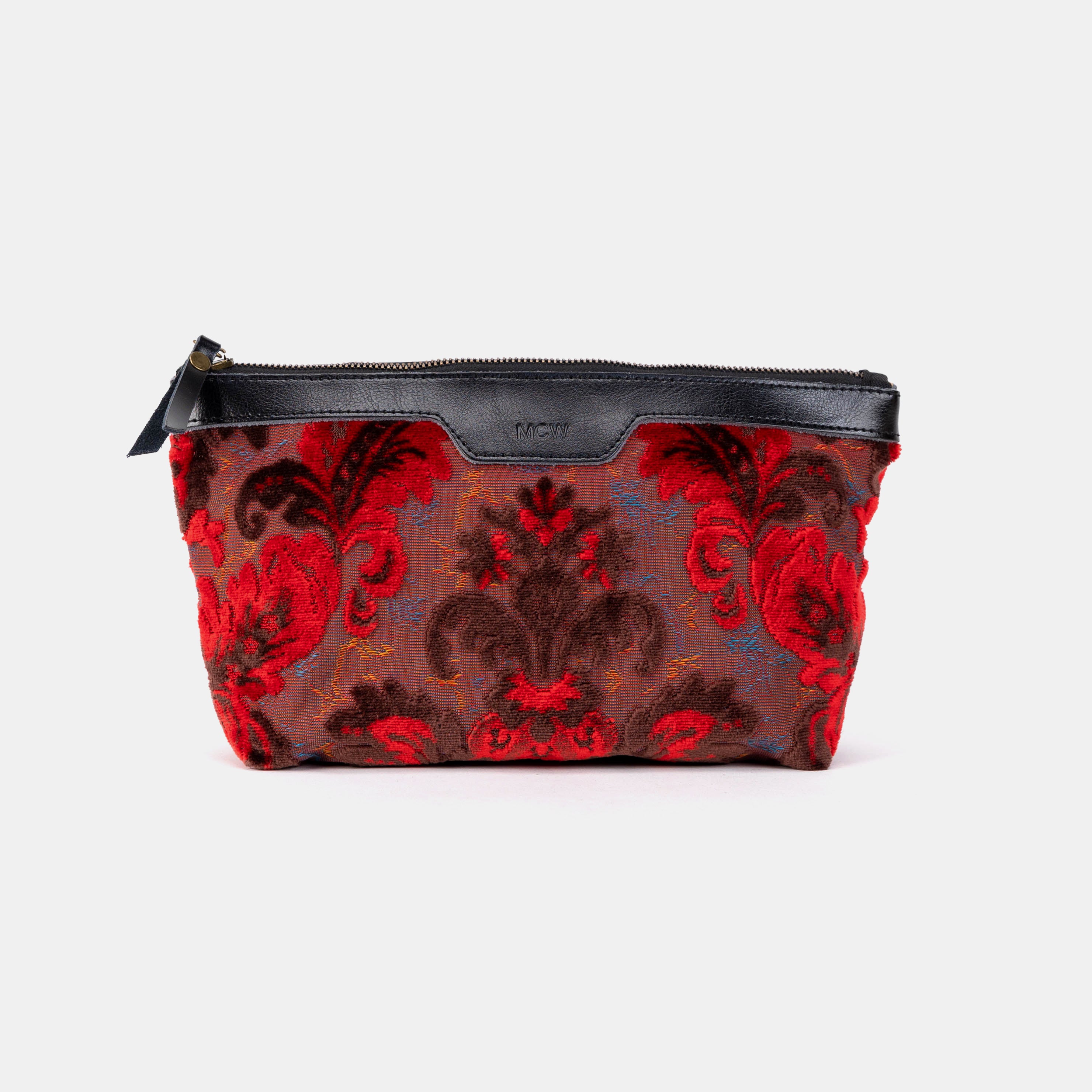 Burnout Velvet Revival Scarlet Carpet Makeup Bag