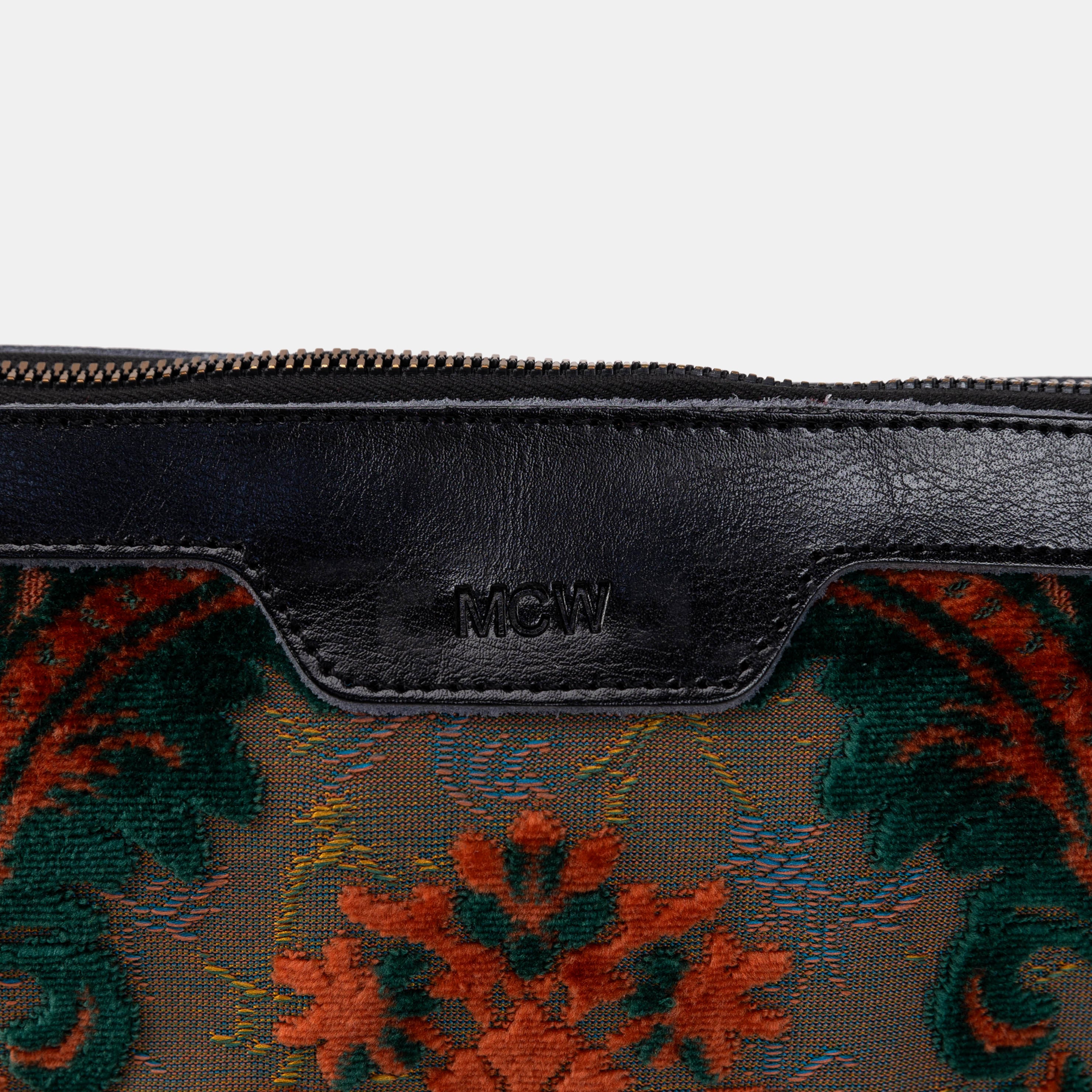 Burnout Velvet Revival Jade Carpet Makeup Bag logo