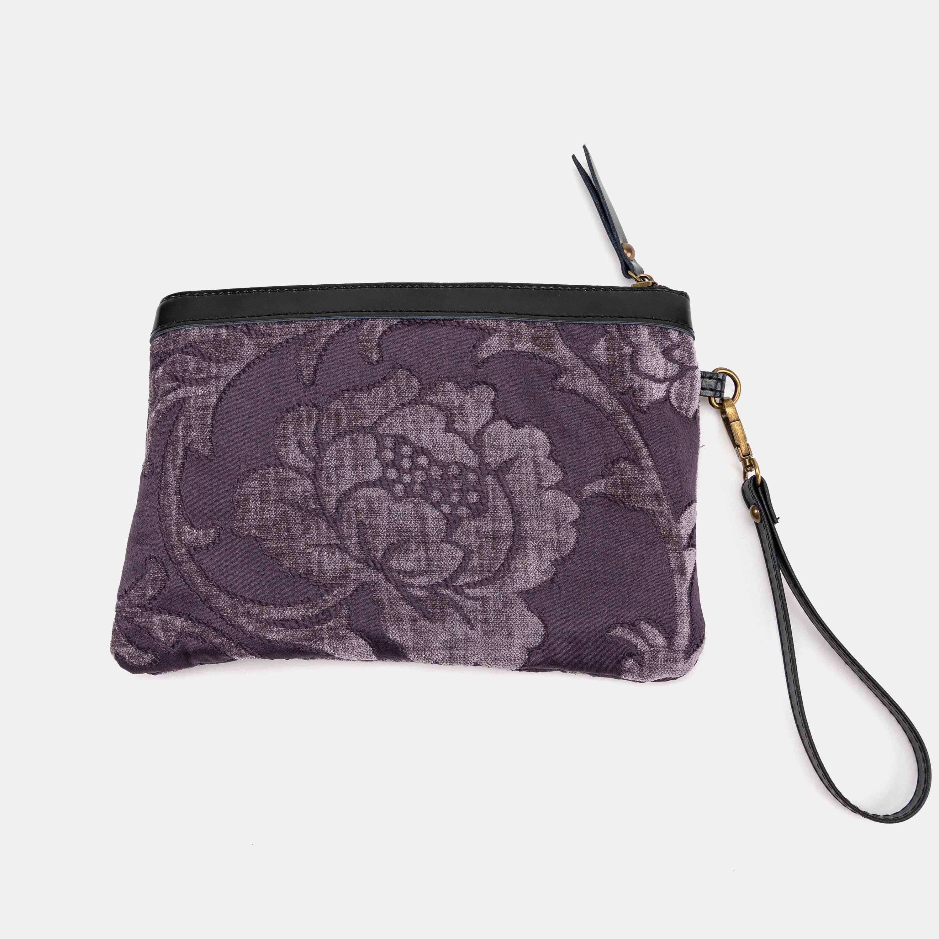 Wristlet Clutch Carpet Bag | Floral Brocade Purple back