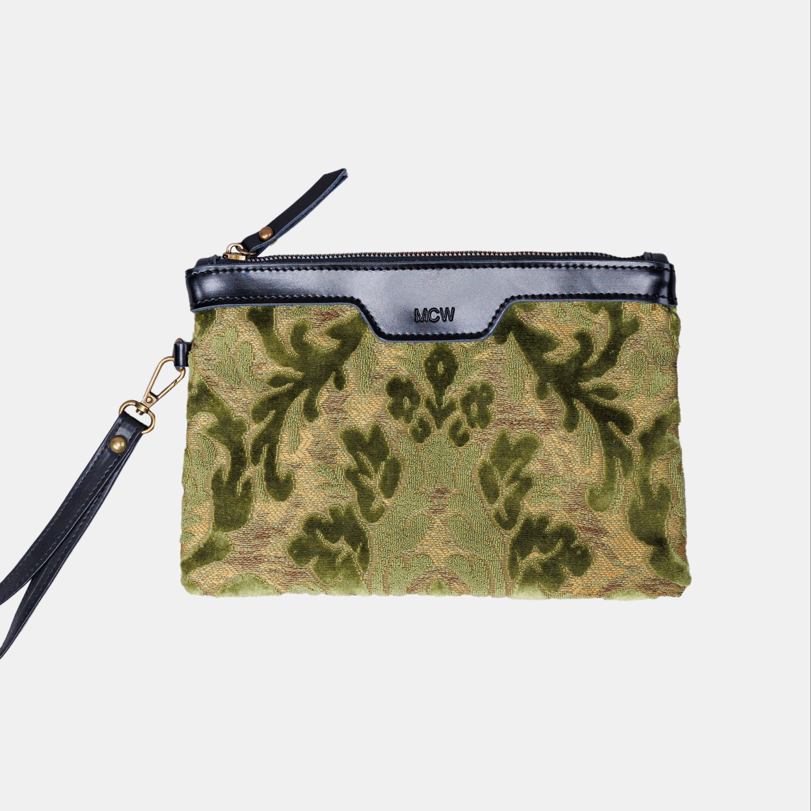 Burnout Velvet Fern Green carpet bag MCW Handmade
