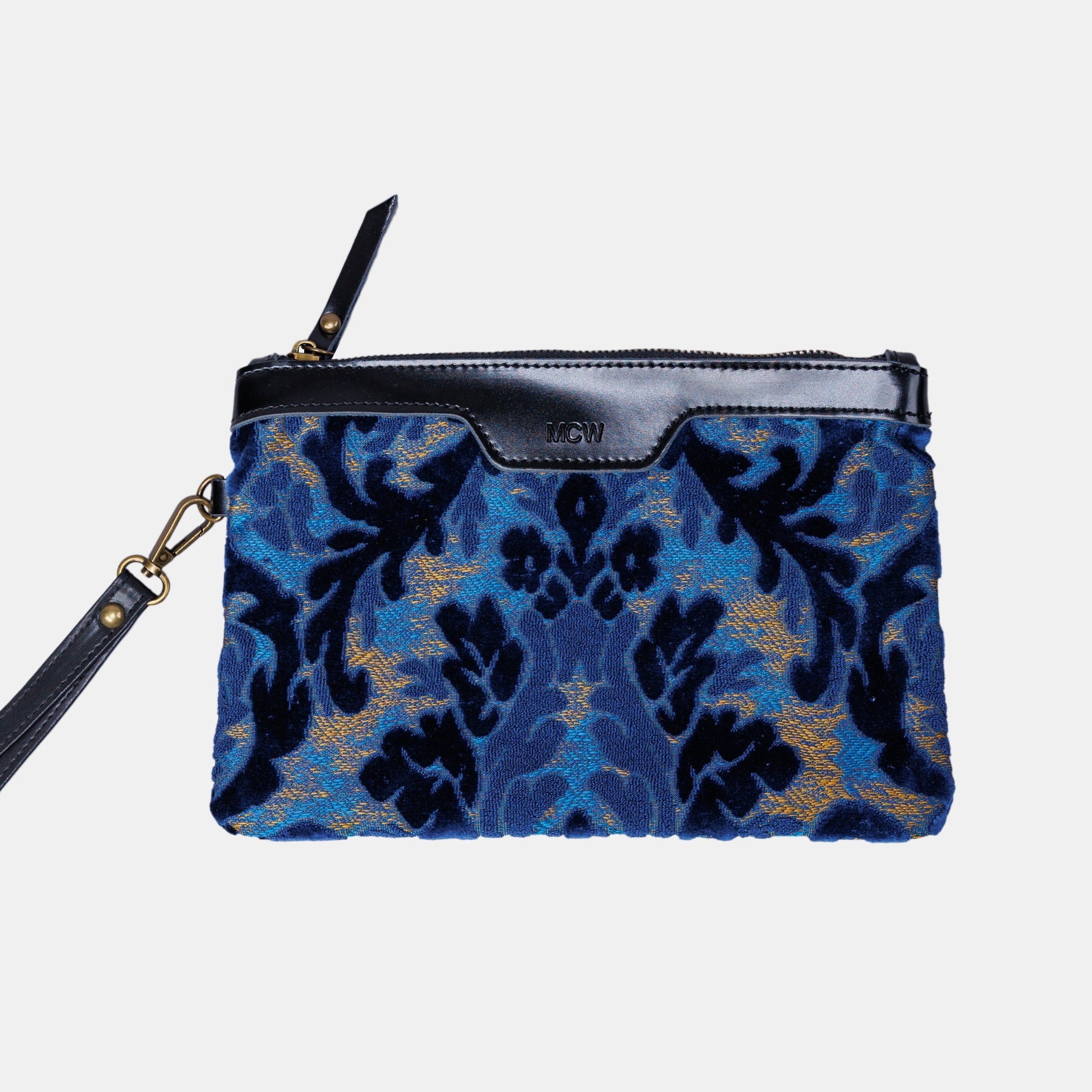 Burnout Velvet Navy carpet bag MCW Handmade